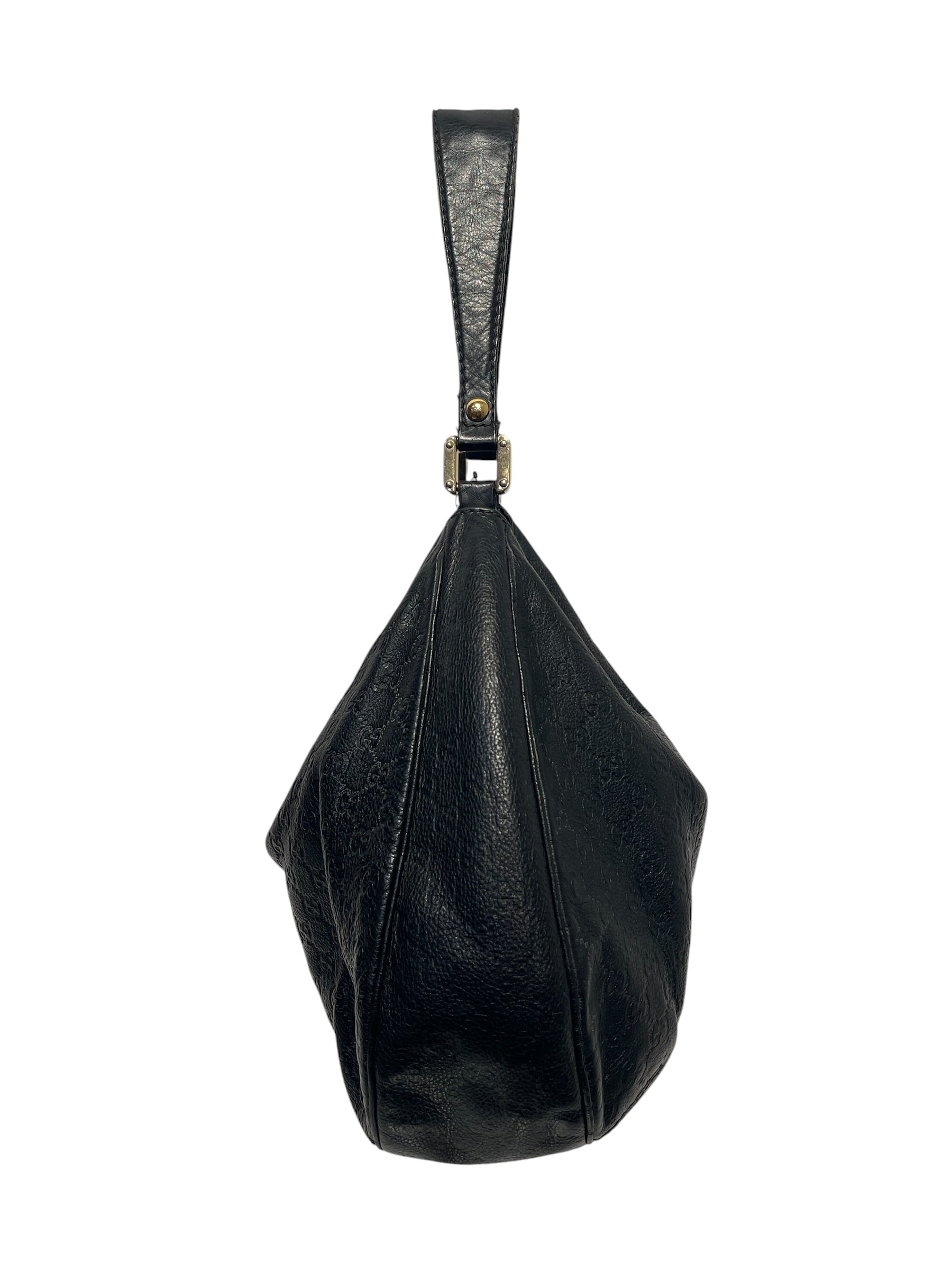 GUCCI/Bag/Leather/BLK/hobo gold detail view 4