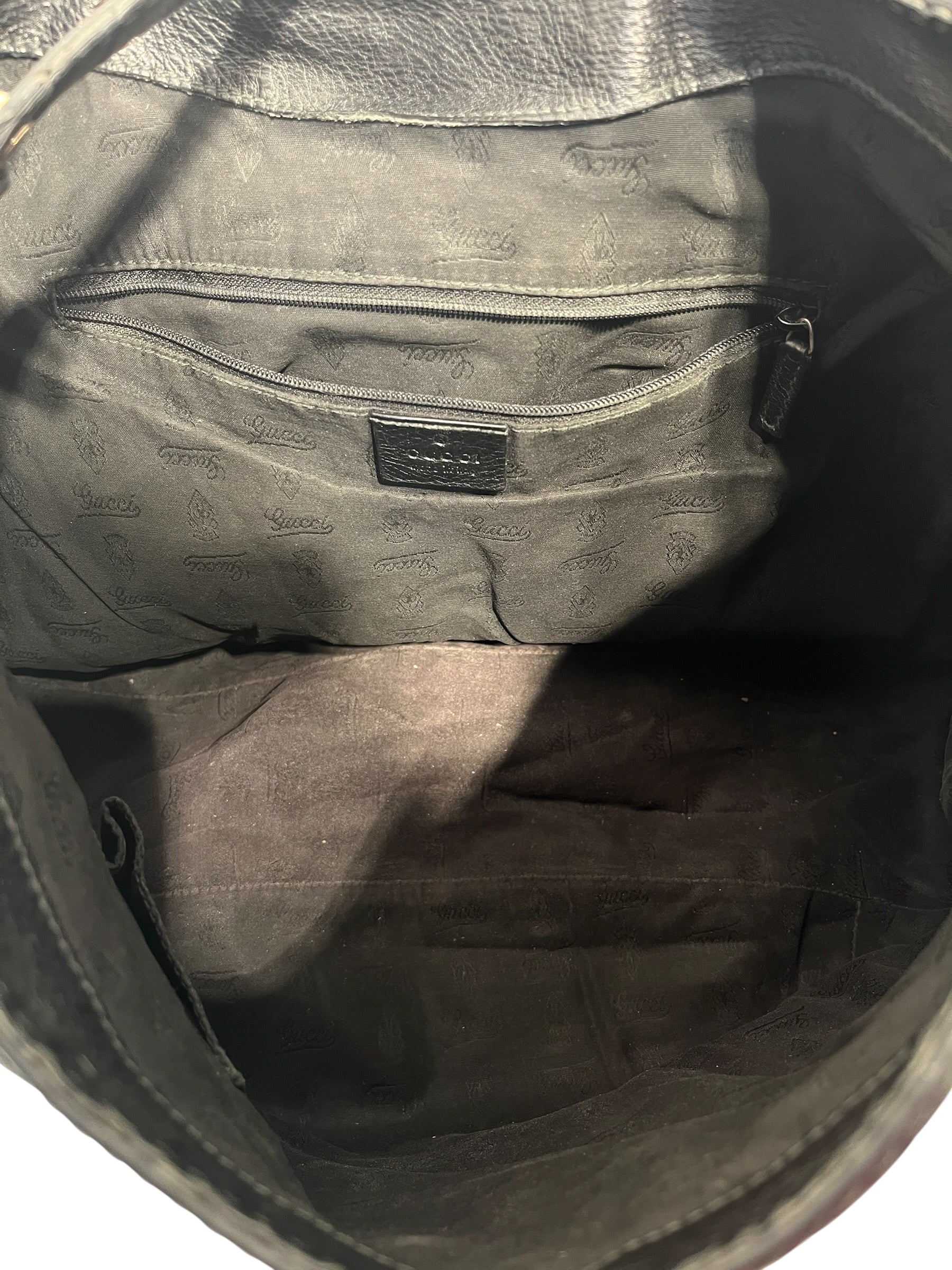 GUCCI/Bag/Leather/BLK/hobo gold detail view 5