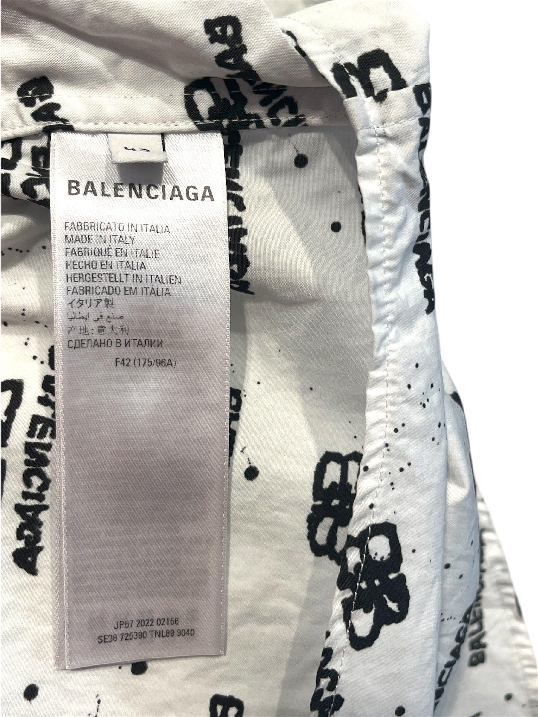 BALENCIAGA/LS Shirt/42/Cotton/WHT/All Over Print/BB logo print/ view 4