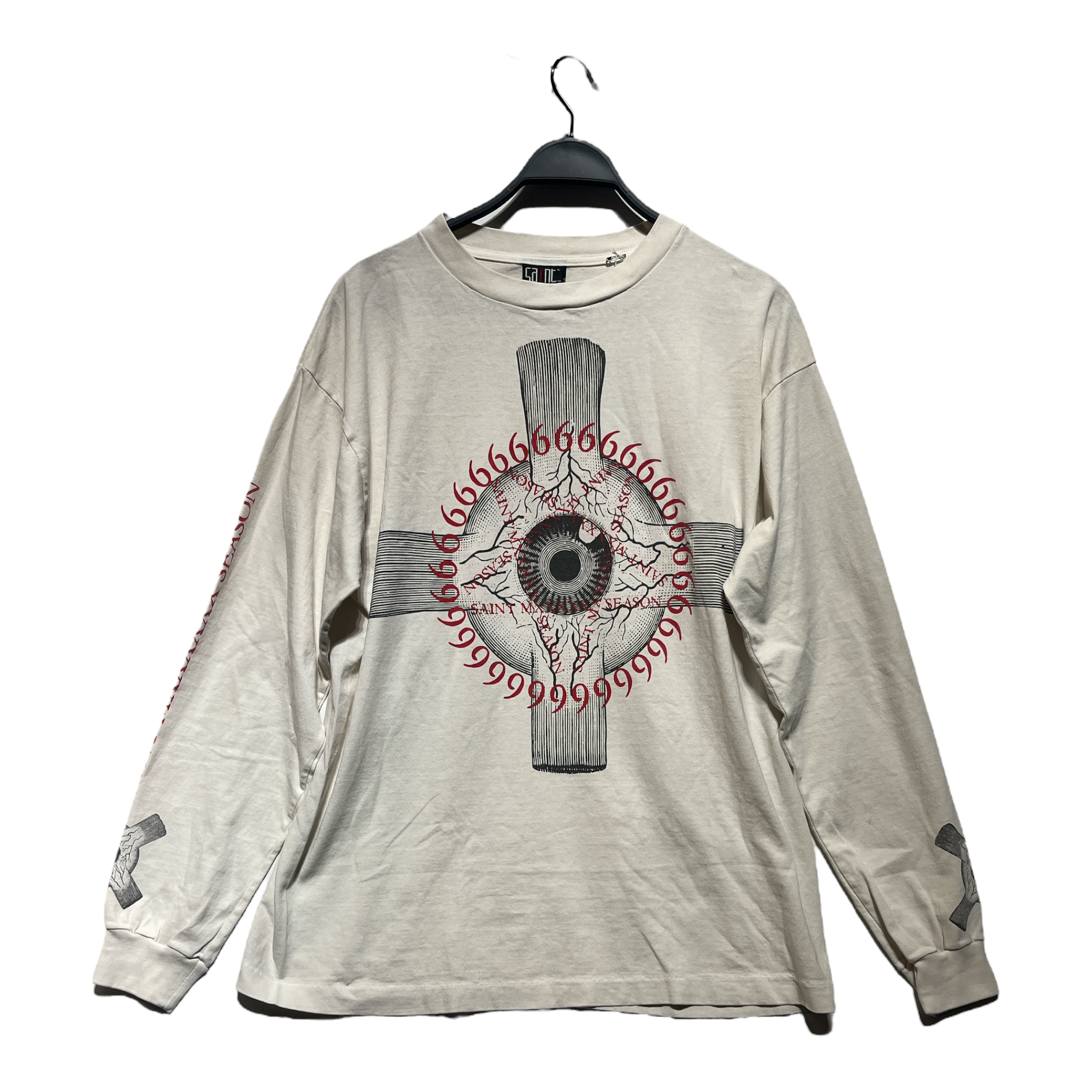 SAINT MICHAEL/LS T-Shirt/L/Cotton/WHT/EYEBALL view 1