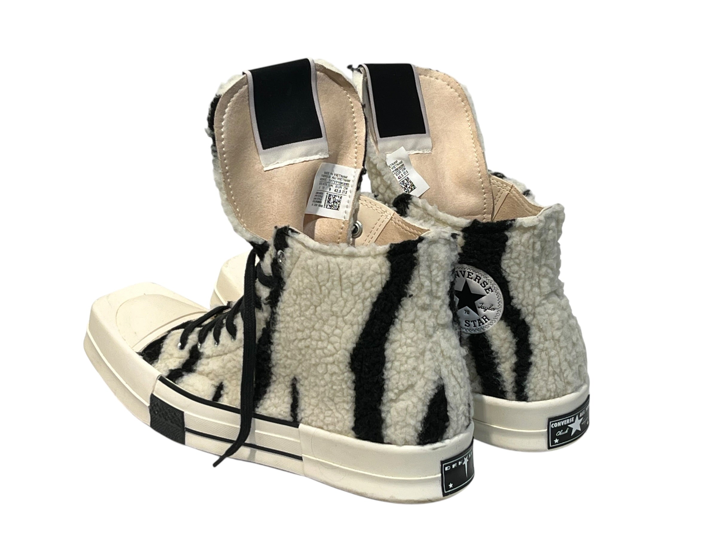CONVERSE/RICK OWENS DRKSHDW/Hi-Sneakers/US 9/Animal Pattern/Fake Fur/WHT/ view 2
