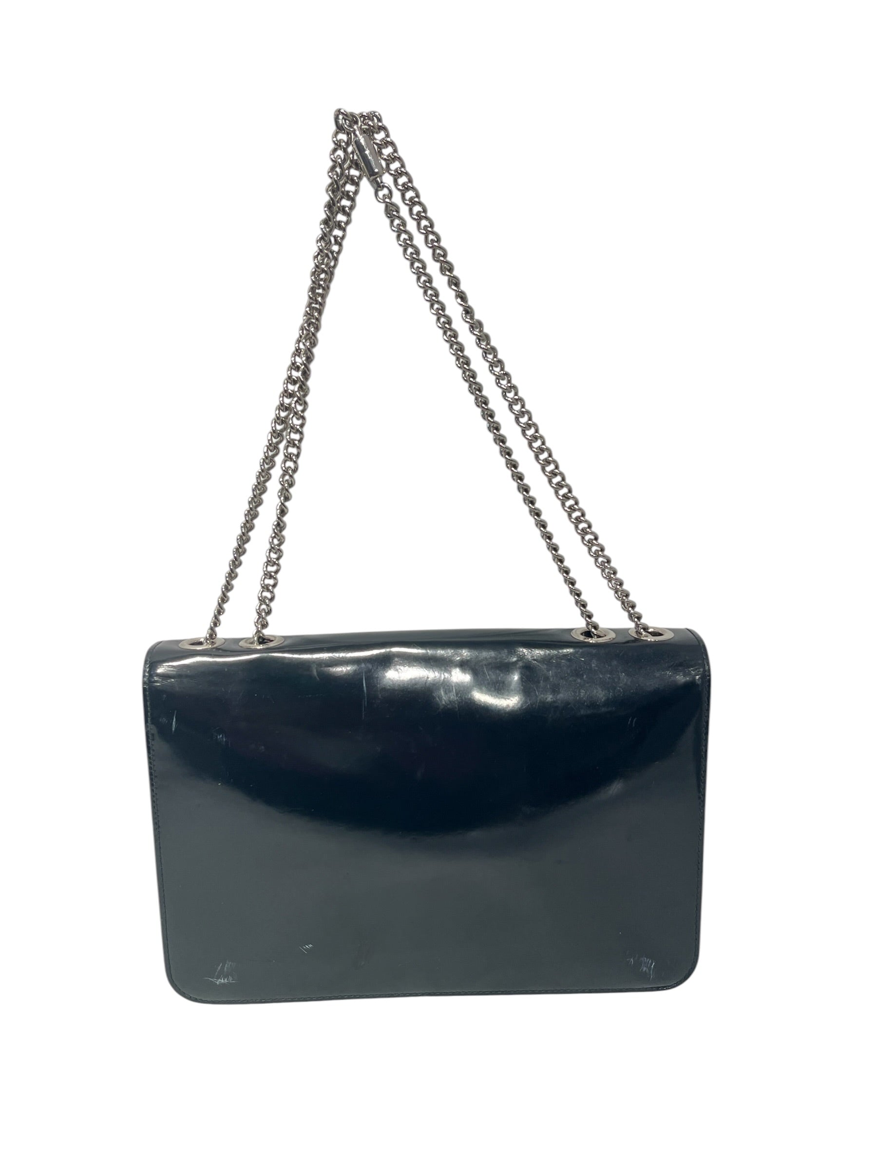 GUCCI/Hand Bag/Leather/BLK/Glossy Interlocking G Bag view 3
