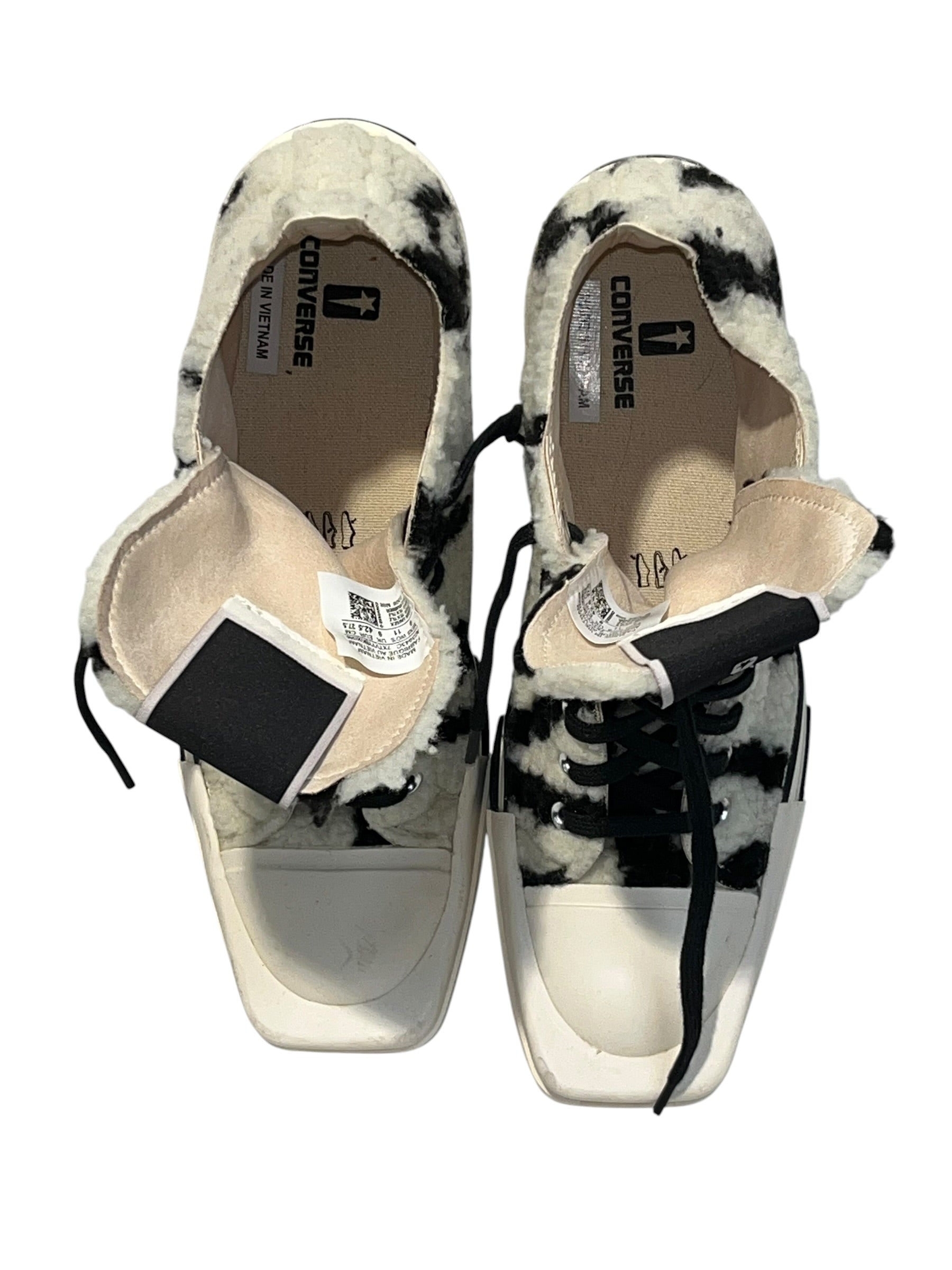 CONVERSE/RICK OWENS DRKSHDW/Hi-Sneakers/US 9/Animal Pattern/Fake Fur/WHT/ view 3