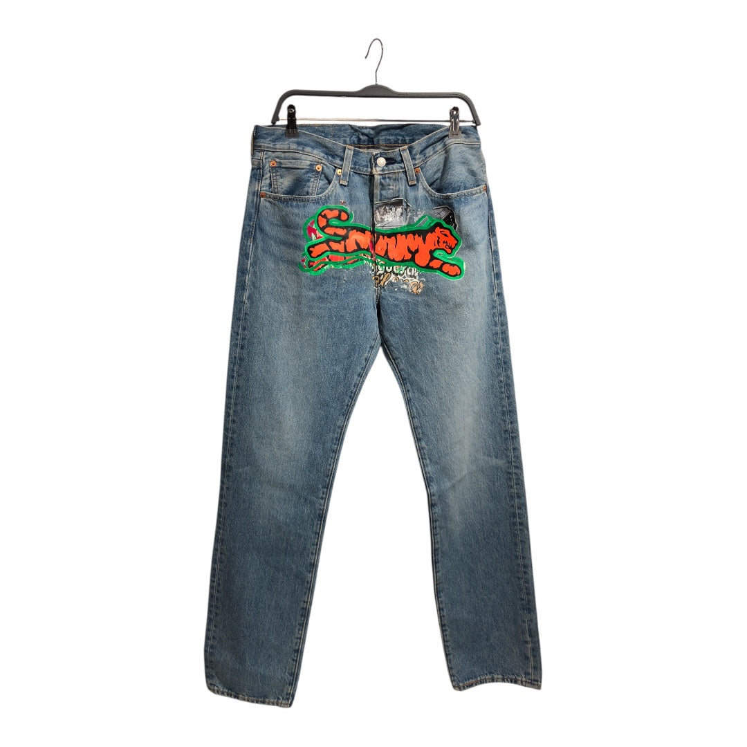 DENIM TEARS/Levi's/Straight Pants/32/Denim/IDG/Button Fly/Graphic/Tiger Sample view 1