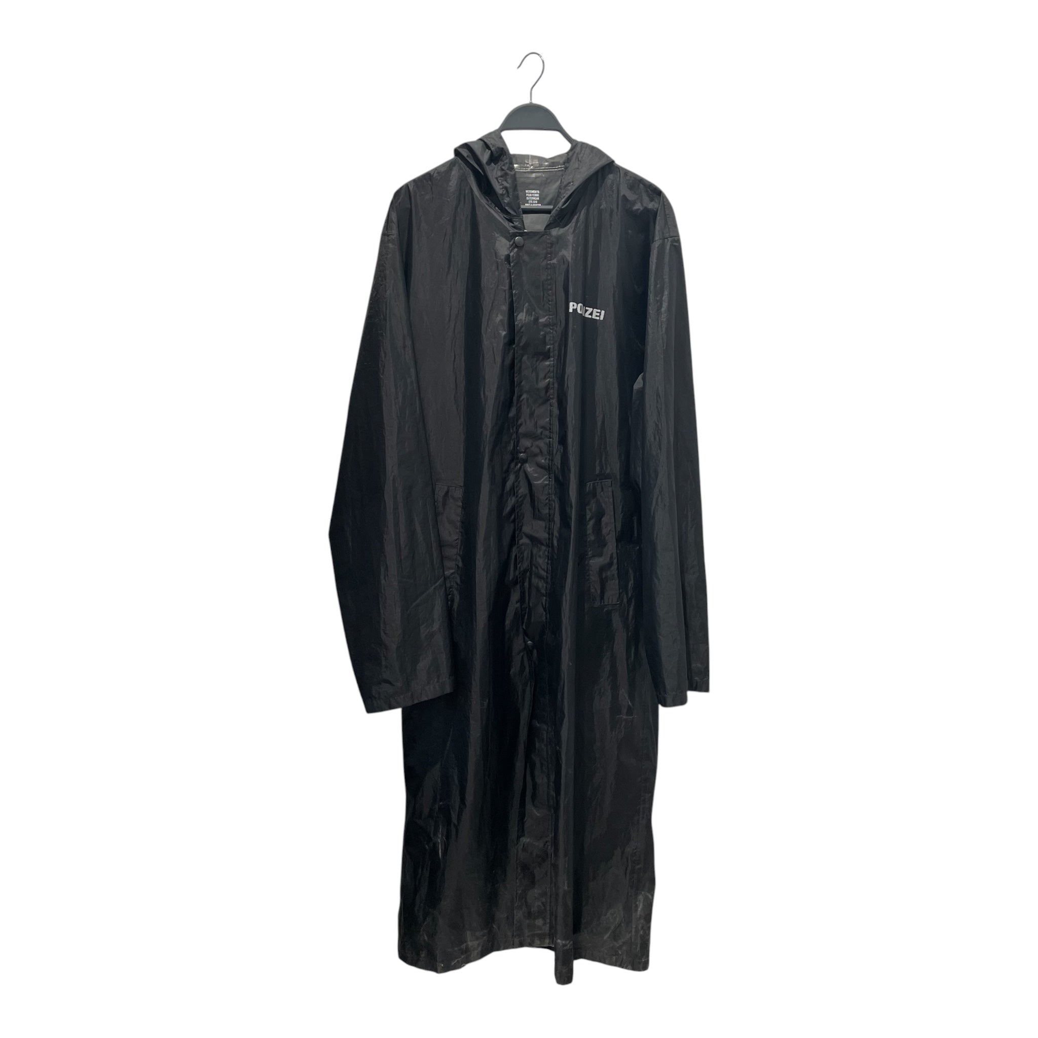 VETEMENTS/Trench Coat/Polyester/BLK/POLIZEI view 2