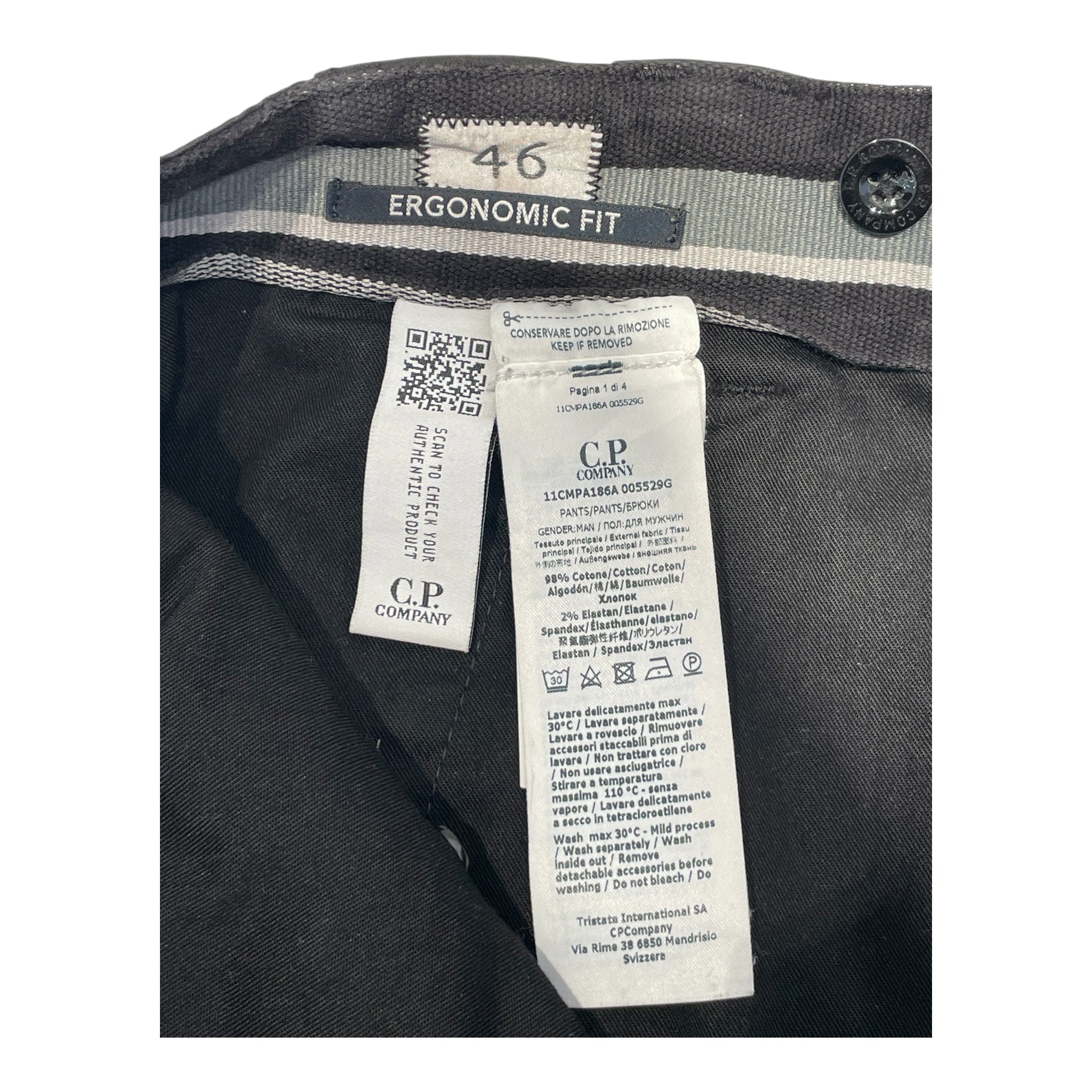 C.P.COMPANY/Cargo Pants/46/Cotton/BLK/Cargo goggle pocket view 4