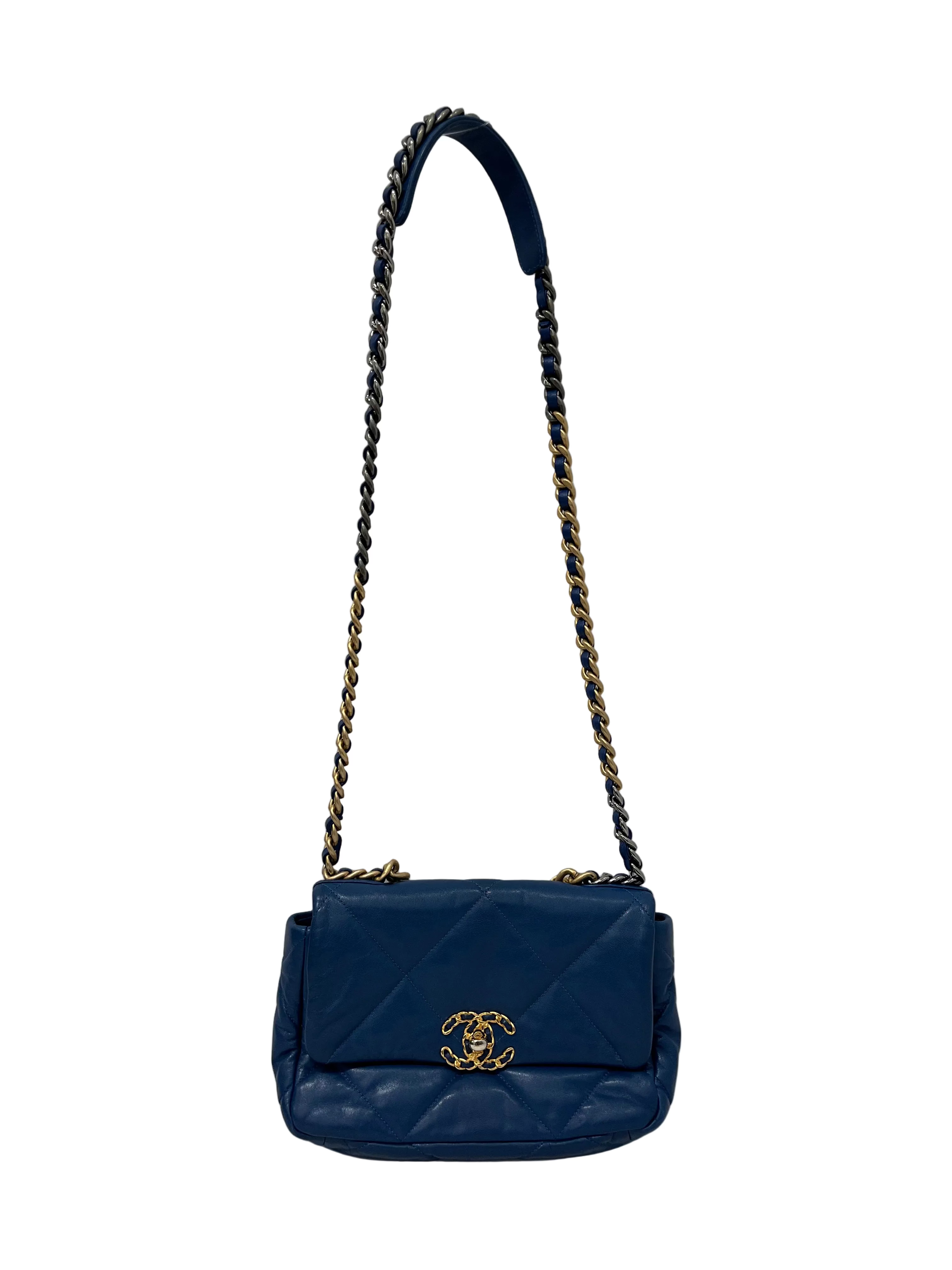 CHANEL/Cross Body Bag/Leather/BLU/19 FLAP BAG view 1