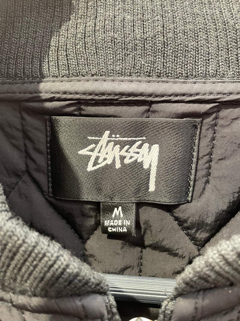 STUSSY/Quilted Jkt/M/Nylon/BLK/puffer zip up