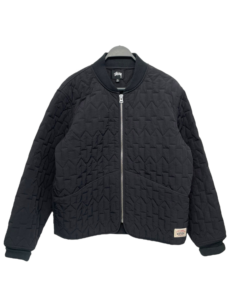 STUSSY/Quilted Jkt/M/Nylon/BLK/puffer zip up