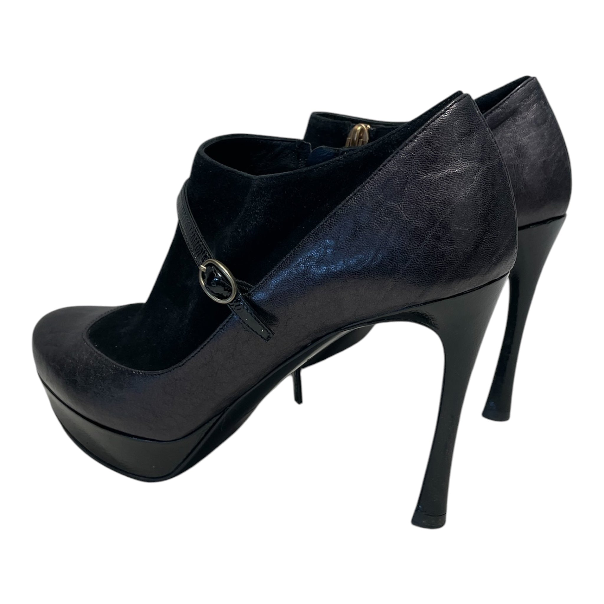 YVES SAINT LAURENT/Heels/EU 38/Suede/BLK/Tribute Ankle view 2