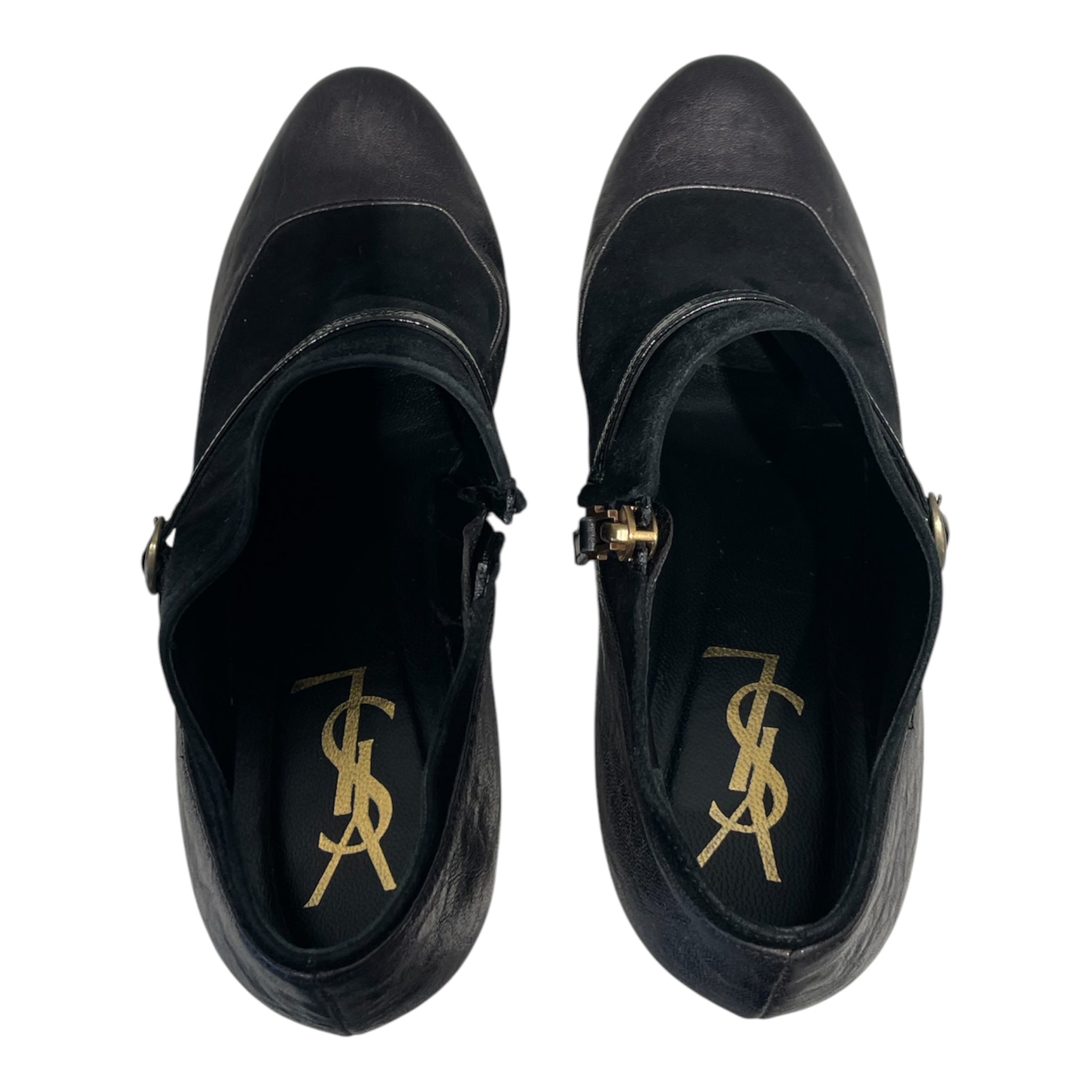 YVES SAINT LAURENT/Heels/EU 38/Suede/BLK/Tribute Ankle view 3