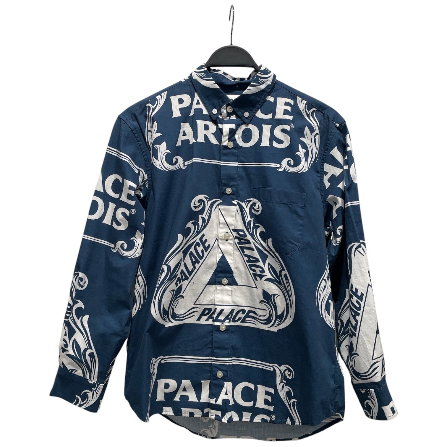 Stella Artois/PALACE/LS Shirt/S/BLU/All Over Print/middle chest logo view 1