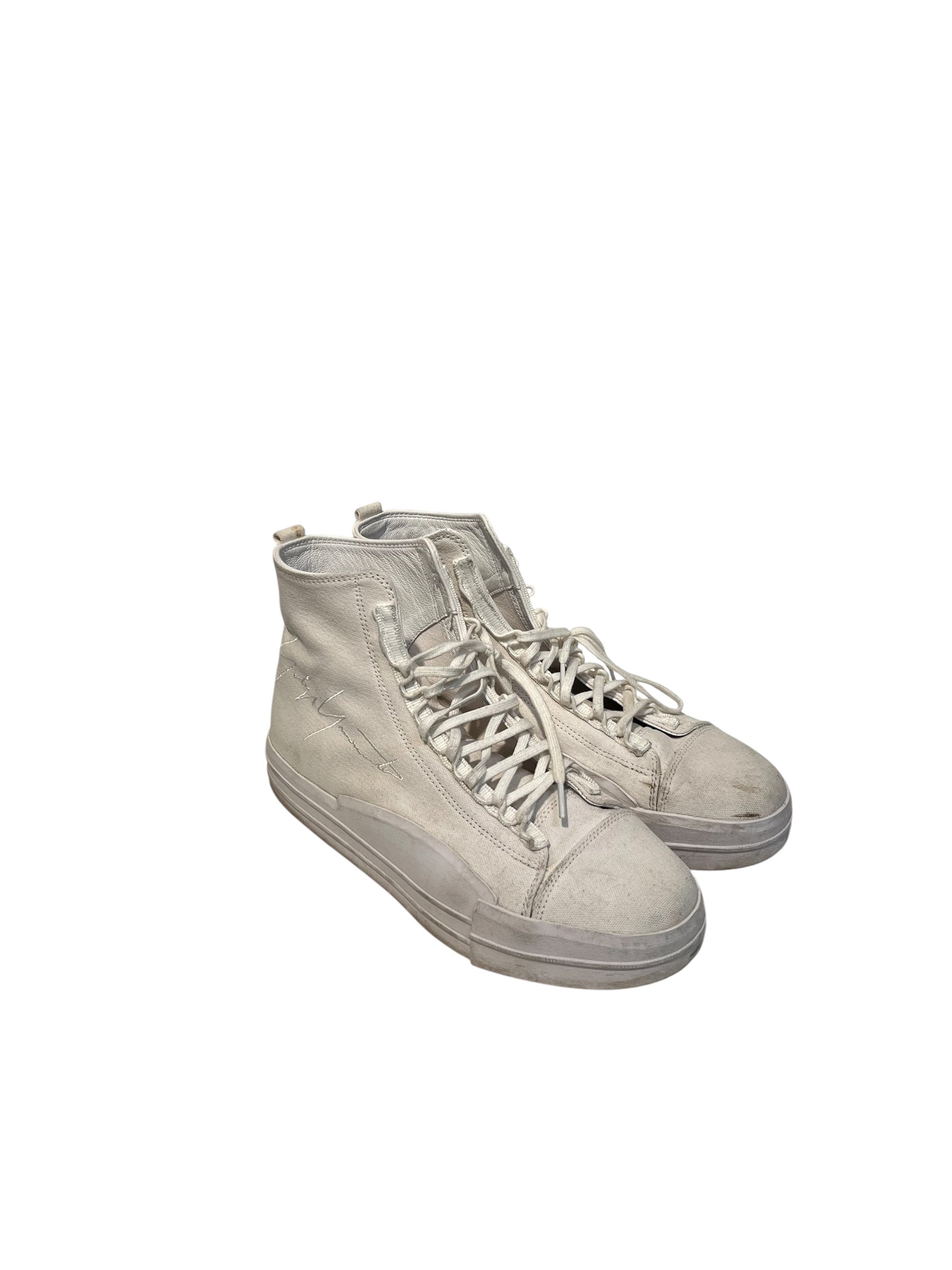 Y-3/Hi-Sneakers/US 8.5/Cotton/WHT/YUBEN MID view 1