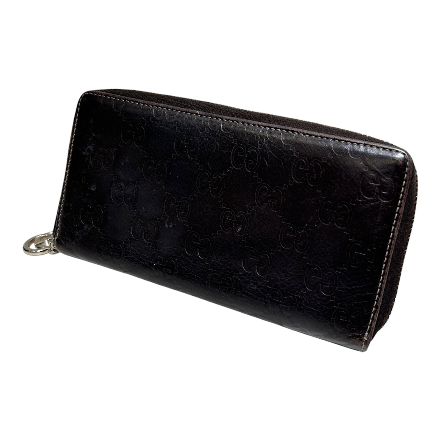 GUCCI/Long Wallet/Leather/BRW/zip around view 1