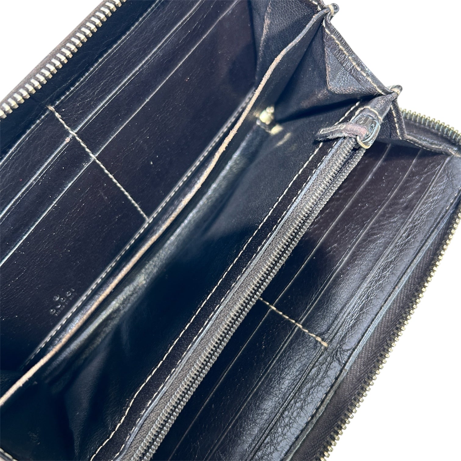 GUCCI/Long Wallet/Leather/BRW/zip around view 3