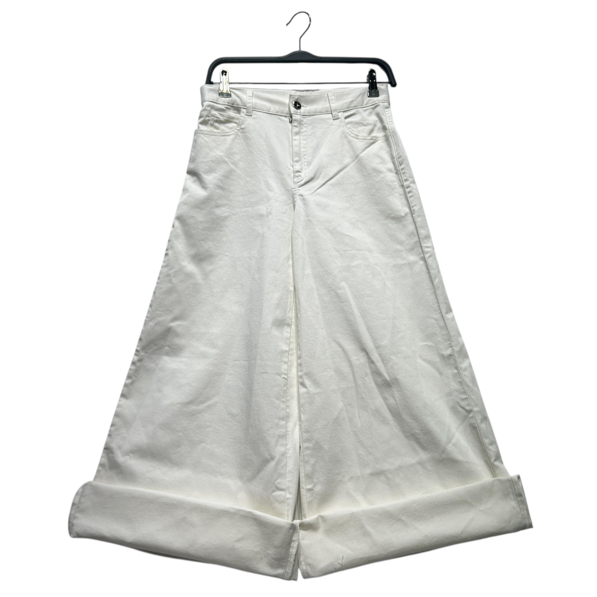 MARNI/Wide Leg Pants/14/Cotton/WHT/CUFFED/ ULTRA-WIDE view 1
