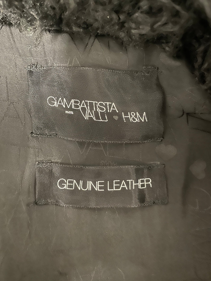 GIAMBATTISTA VALLI/H&M/Jacket/L/Leather/BLK/FAUX COLLAR