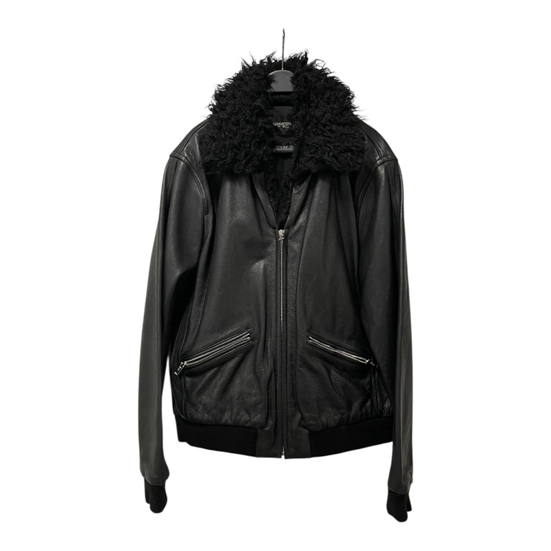 GIAMBATTISTA VALLI/H&M/Jacket/L/Leather/BLK/FAUX COLLAR