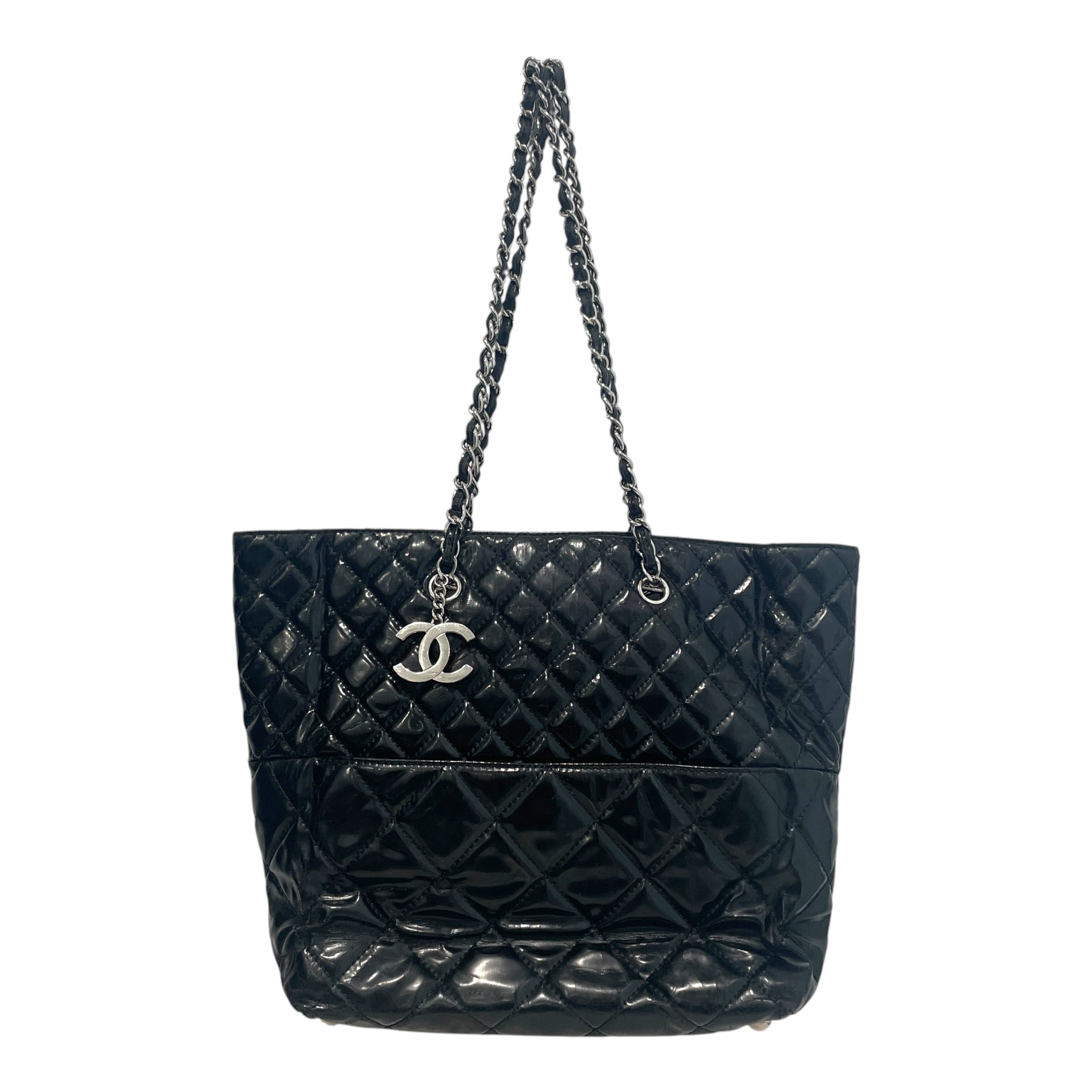 CHANEL/Tote Bag/Leather/BLK/In The Business Quilted Patent view 1