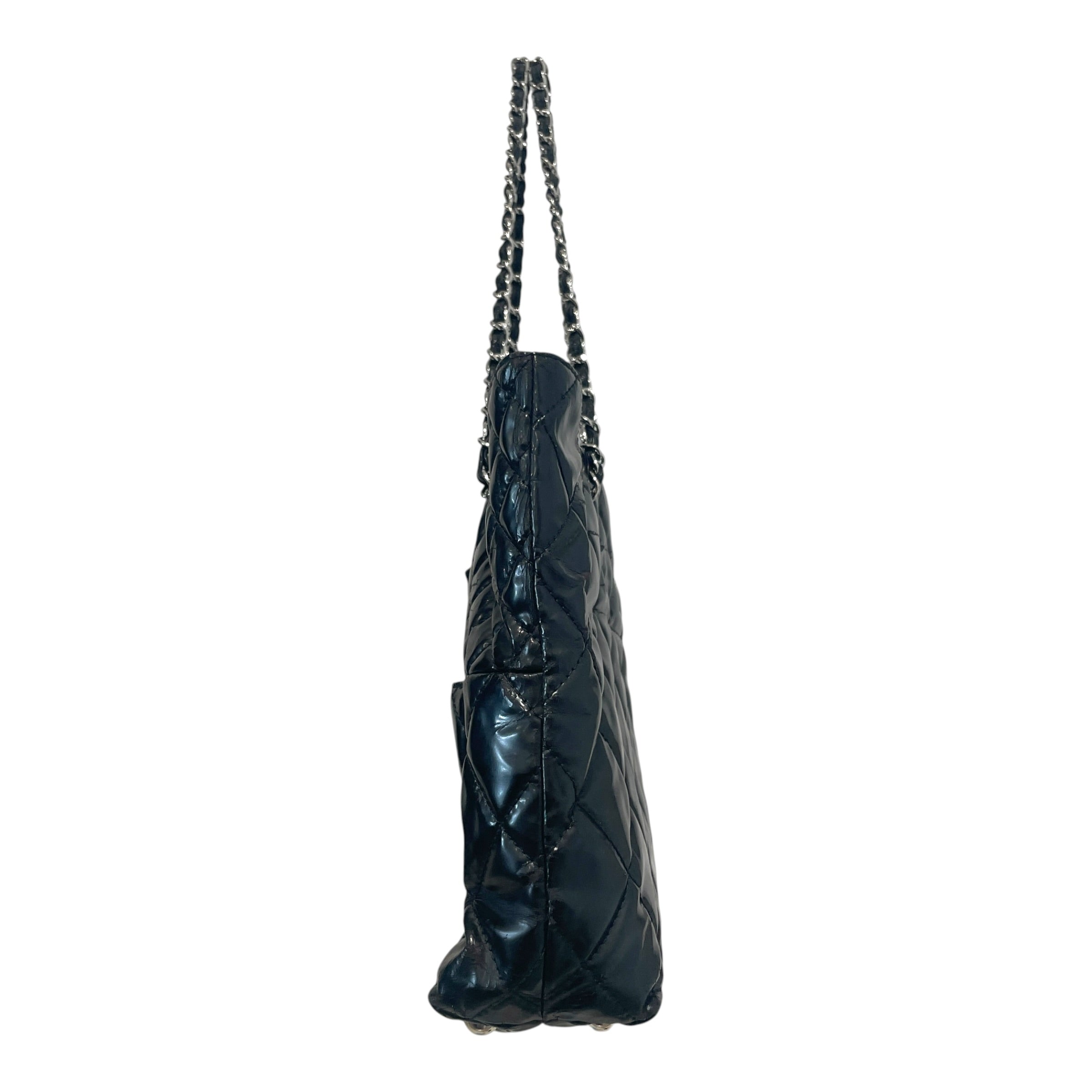 CHANEL/Tote Bag/Leather/BLK/In The Business Quilted Patent view 3