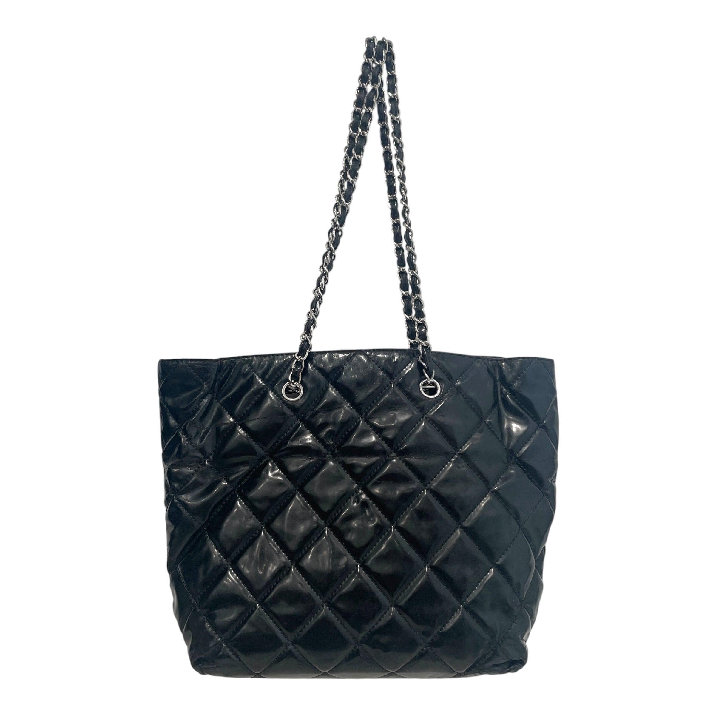 CHANEL/Tote Bag/Leather/BLK/In The Business Quilted Patent view 4