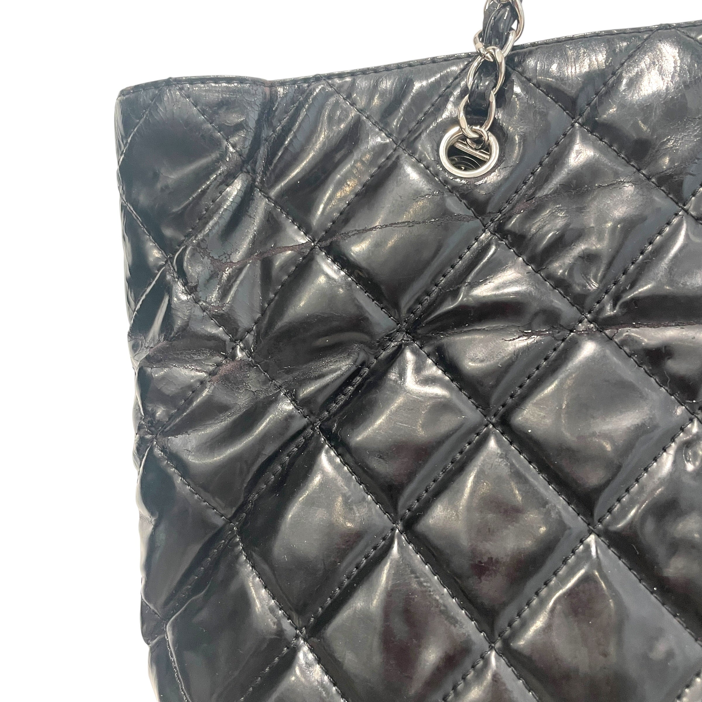CHANEL/Tote Bag/Leather/BLK/In The Business Quilted Patent view 5