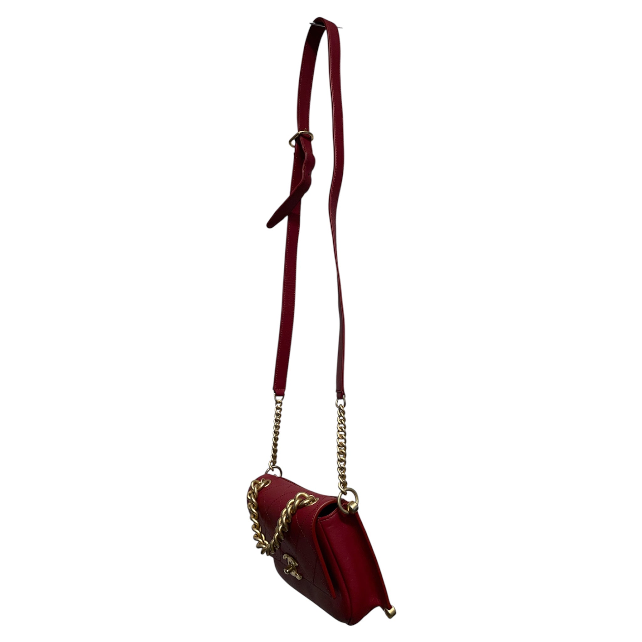 CHANEL/Cross Body Bag/Leather/RED/Small 19 Flap Gold Chain view 6