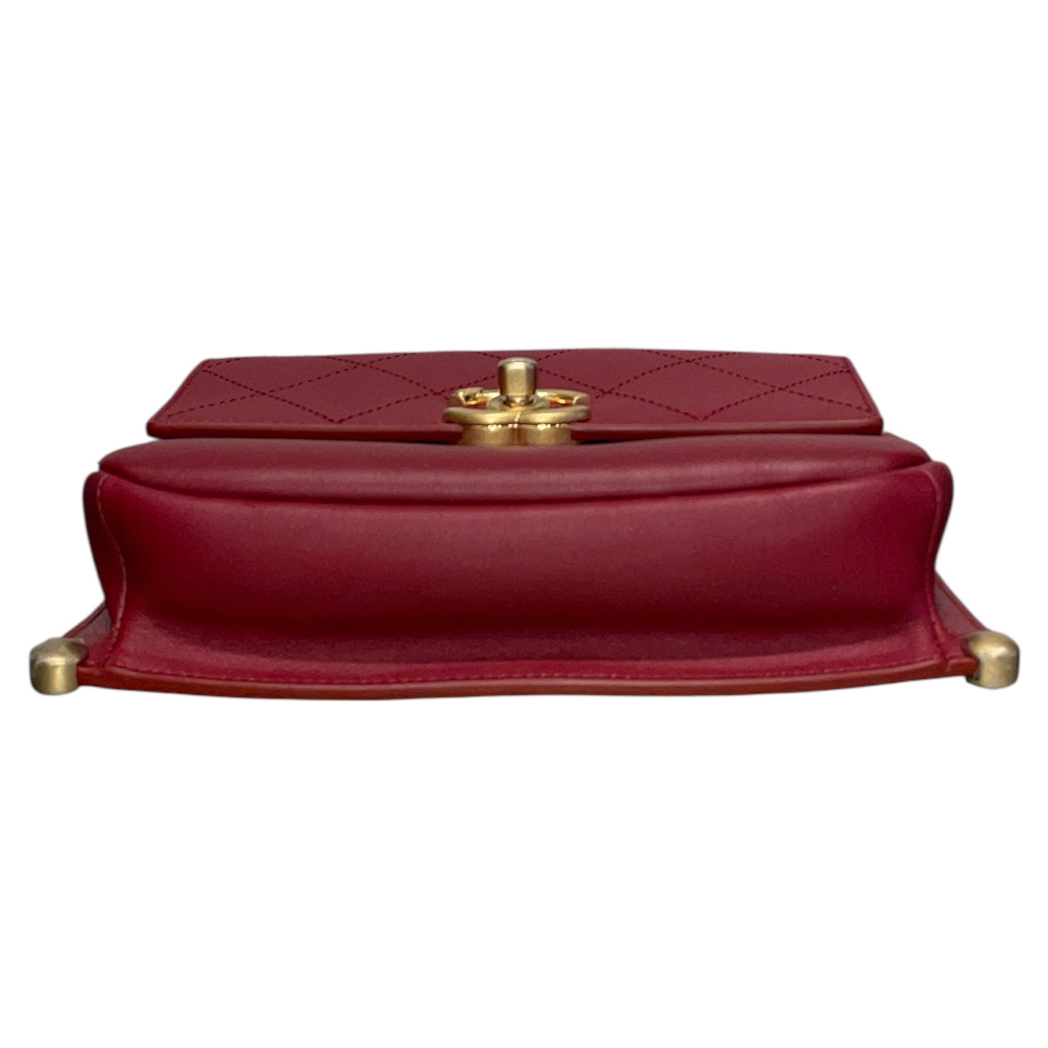 CHANEL/Cross Body Bag/Leather/RED/Small 19 Flap Gold Chain view 3