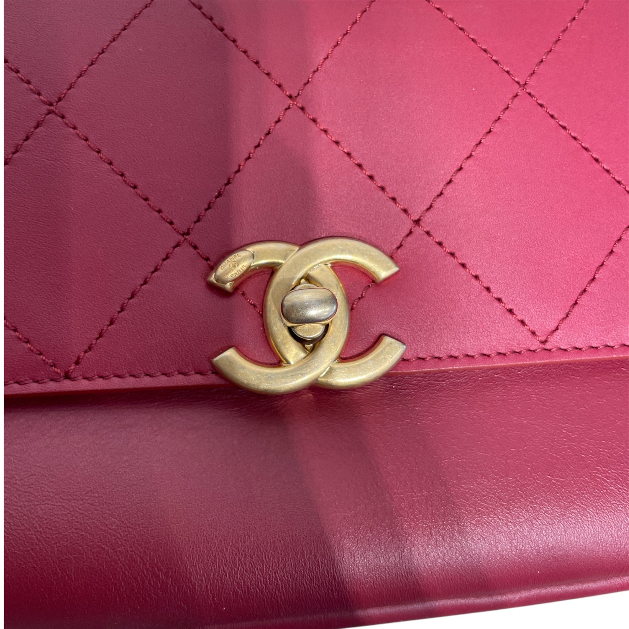 CHANEL/Cross Body Bag/Leather/RED/Small 19 Flap Gold Chain view 7