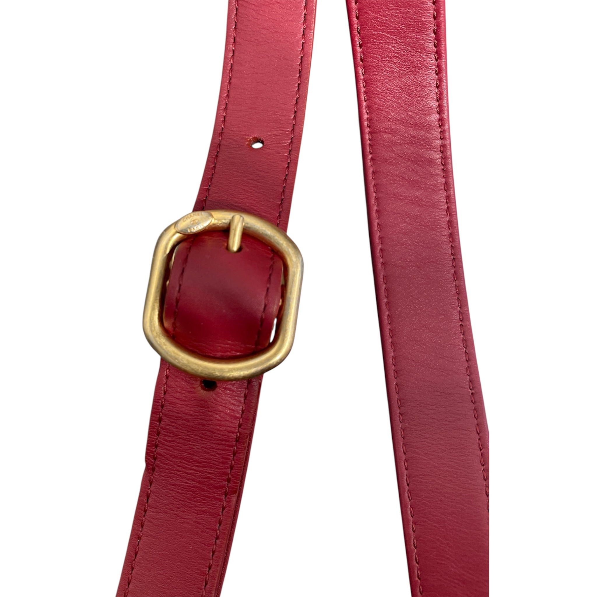 CHANEL/Cross Body Bag/Leather/RED/Small 19 Flap Gold Chain view 8