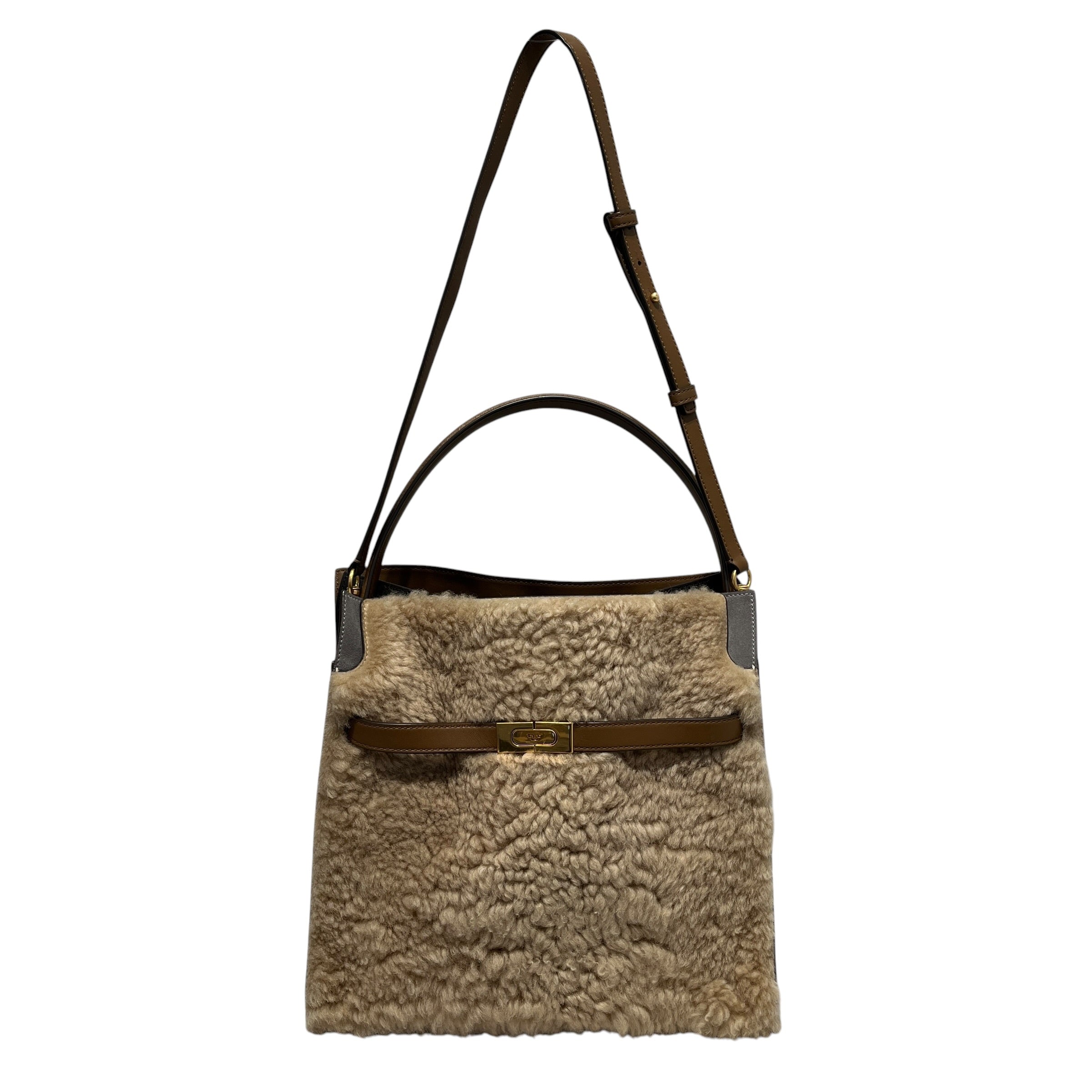 TORY BURCH/Tote Bag/Fur/BRW/Lee Radziwill Shearling Double view 1