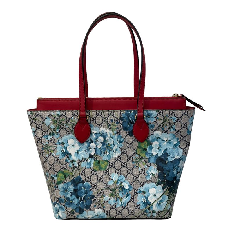 GUCCI/Tote Bag/M/Floral Pattern/Leather/RED/Blooms 546315  GG Supreme