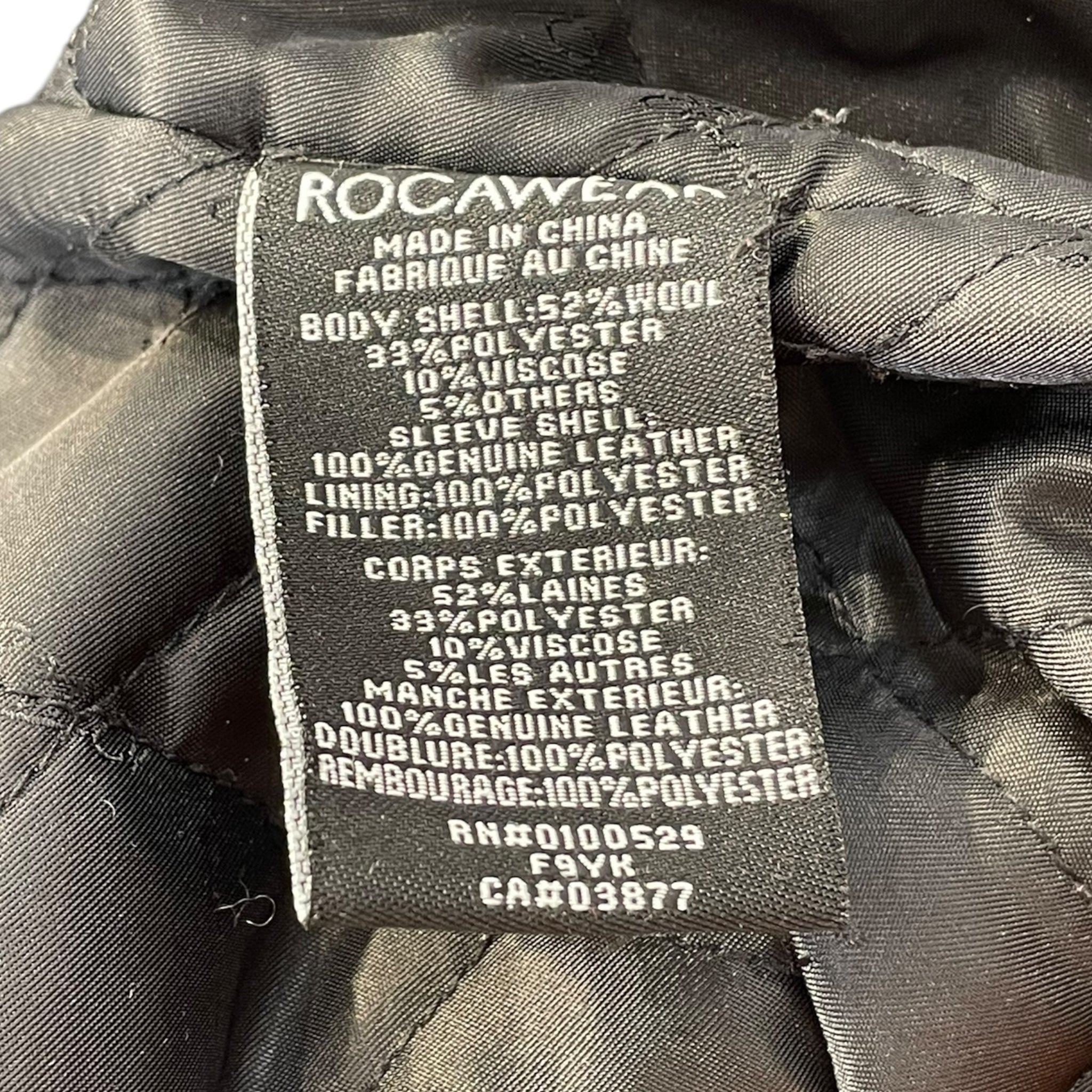 ROCAWEAR/Baseball Jkt/XXL/Cotton/BLK/quilted interior view 4