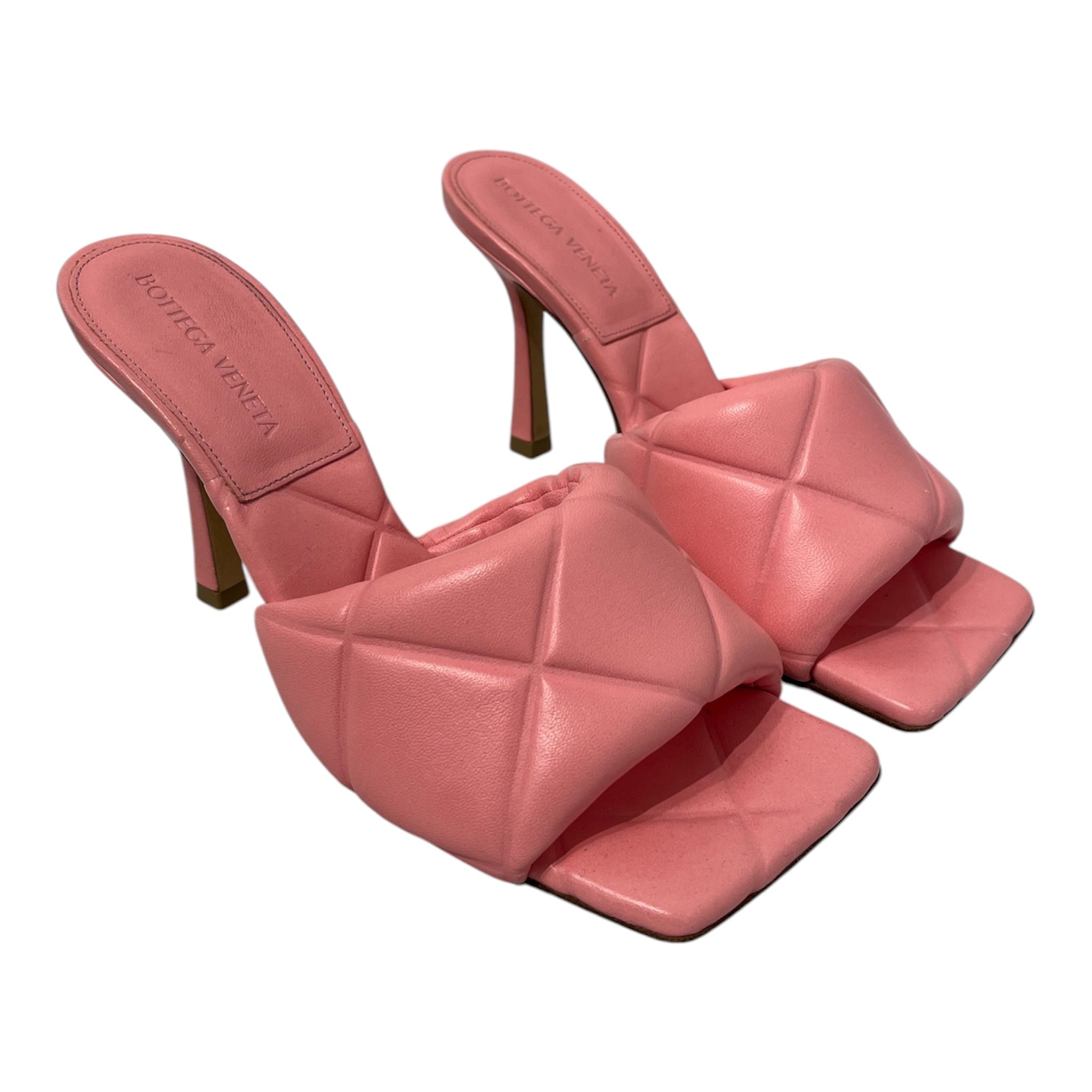 BOTTEGA VENETA/Heels/EU 36.5/Leather/PNK/faux weave pattern puffy view 1