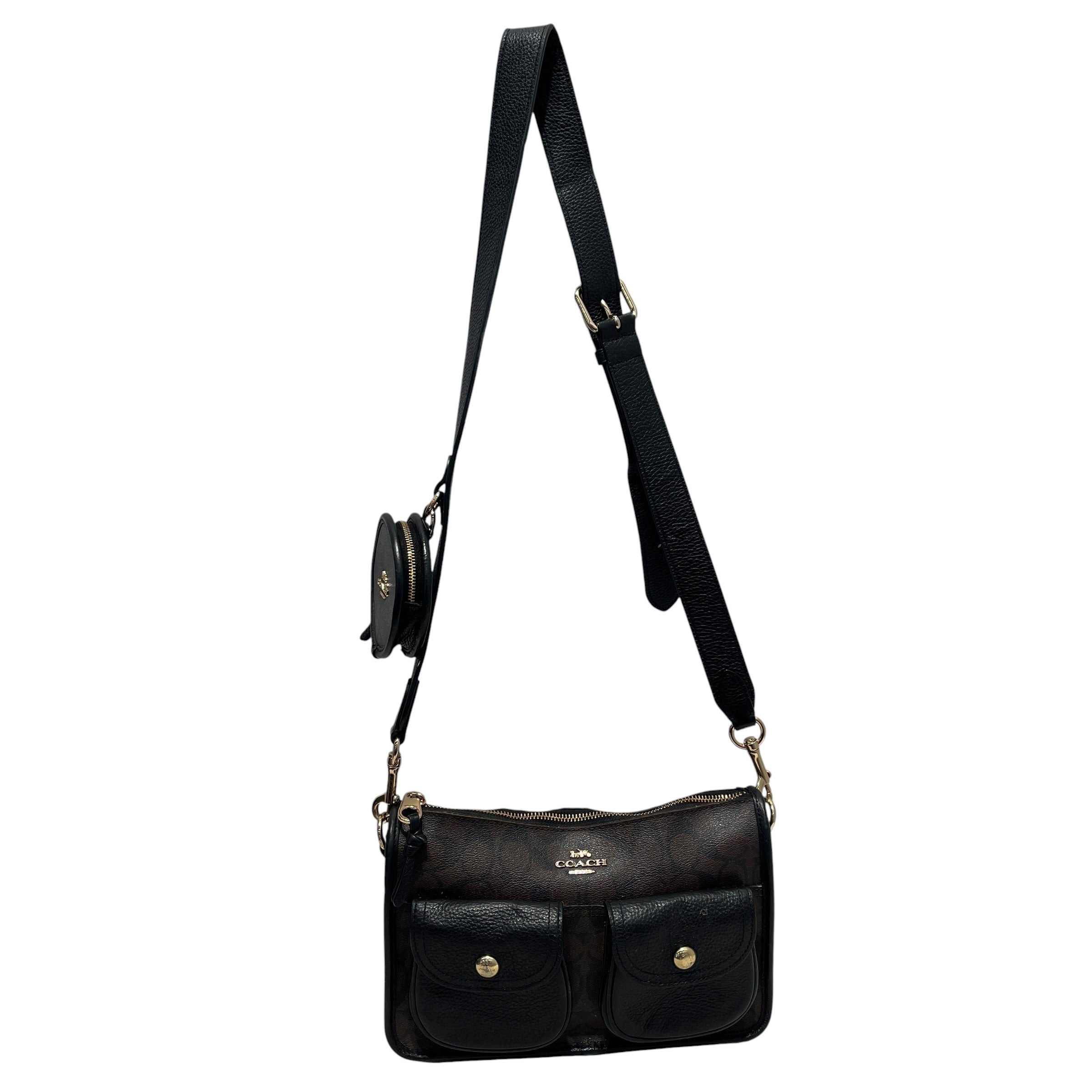 COACH/Cross Body Bag/Monogram/Leather/BRW/PENNIE W/STRAP POUCH CROSSBDY view 1