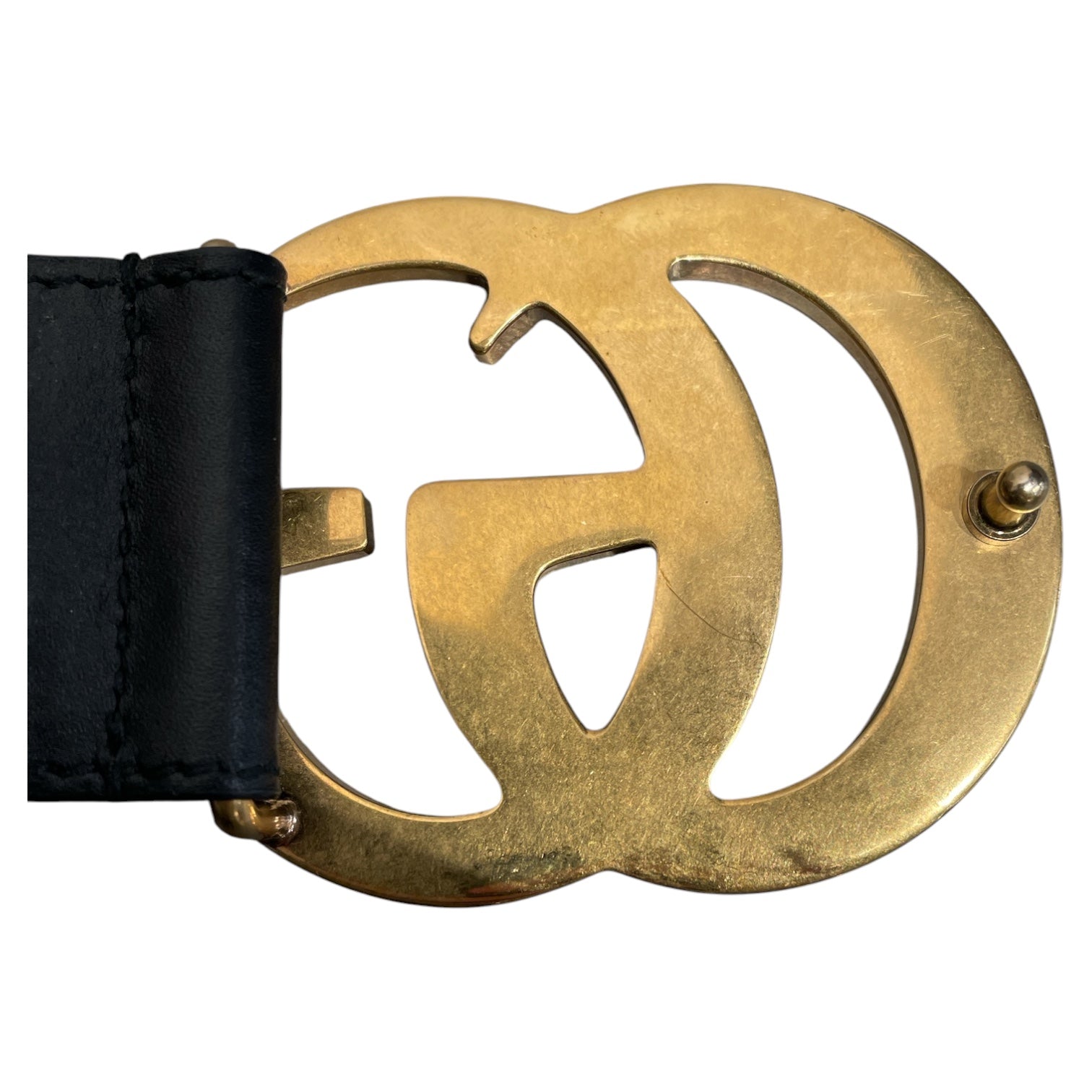GUCCI/Belt/Leather/BLK/M's/GOLD GG BUCKLE view 3