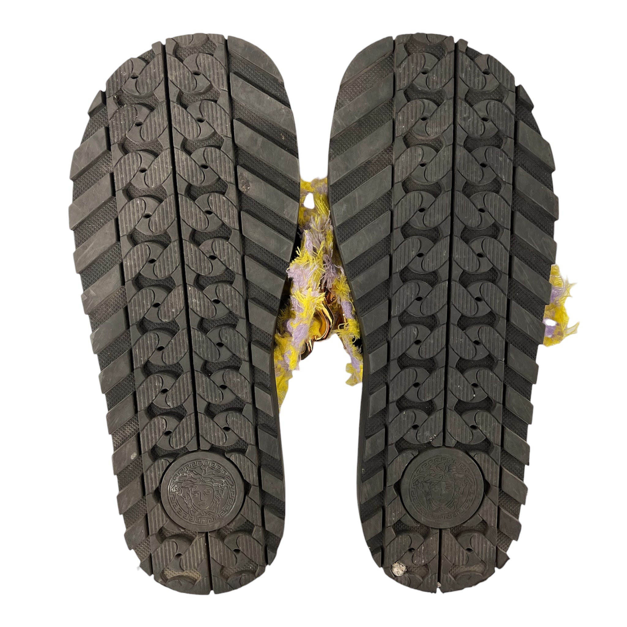 VERSACE/Sandals/EU 40/Plaid/YEL/Open-Toe/GOLD CHAIN STRAP BLACK SOLE view 6