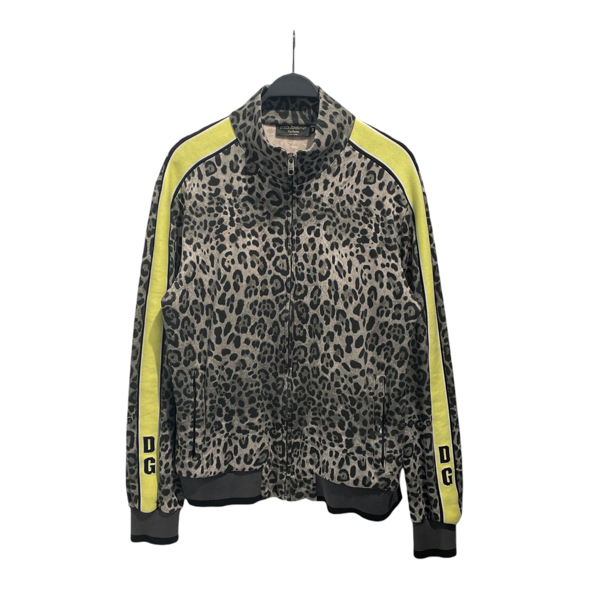 DOLCE&GABBANA/Track Jkt/54/Leopard/Cotton/GRY/green stripe view 1