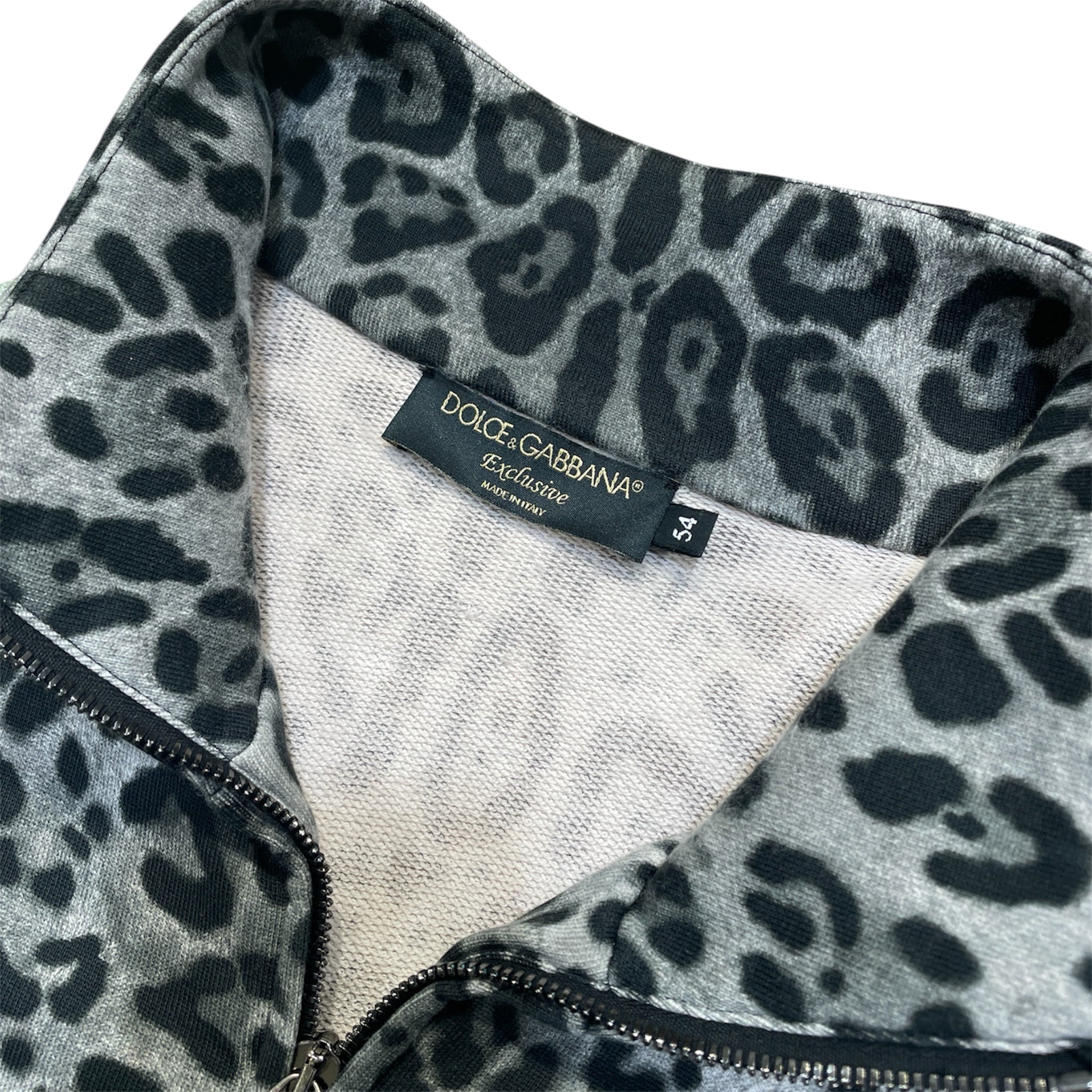 DOLCE&GABBANA/Track Jkt/54/Leopard/Cotton/GRY/green stripe view 3