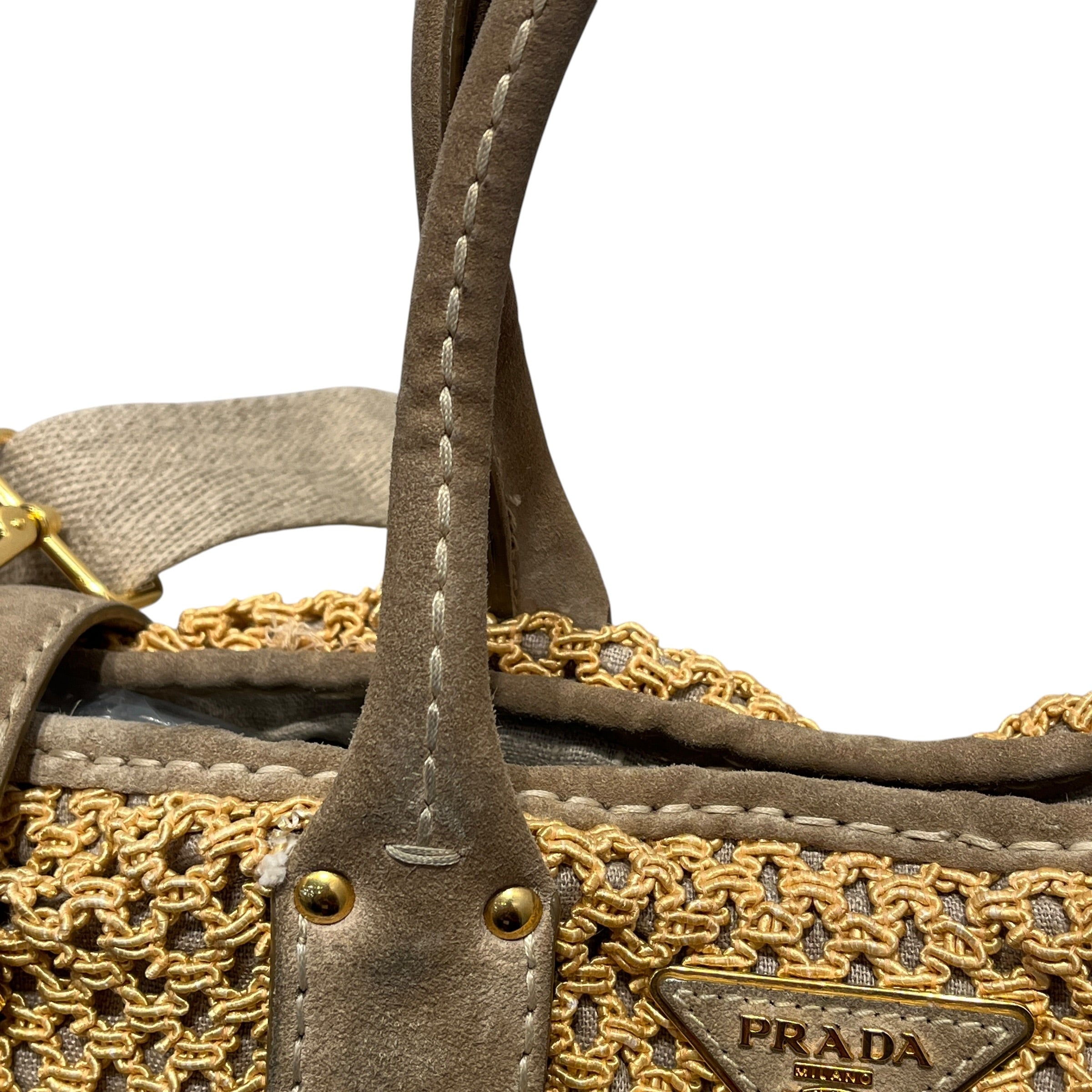 PRADA/Tote Bag/Leather/BEG/Canapa Stuoia Convertible Tote view 7