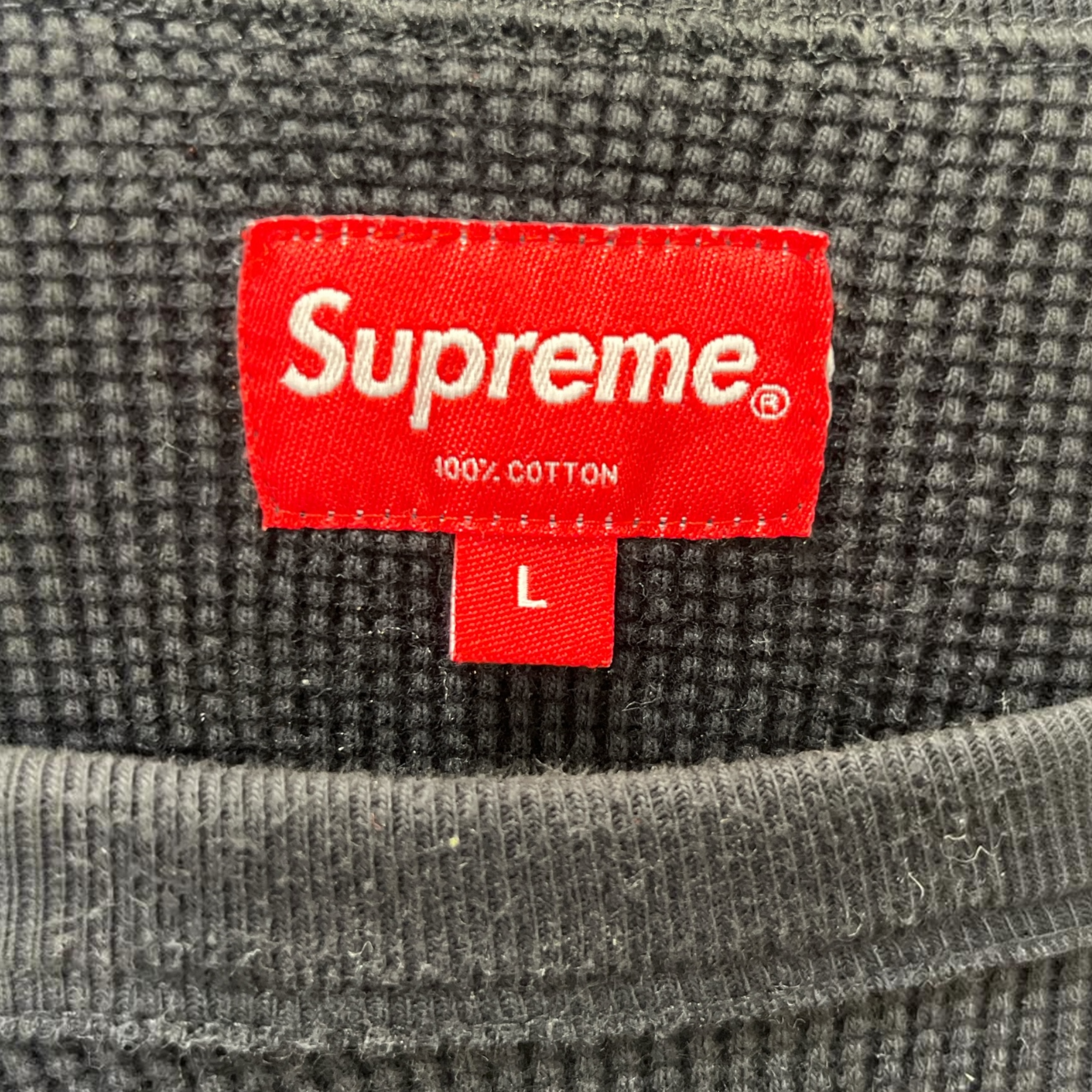 Supreme/LS T-Shirt/L/Cotton/BLK/VAMPIRE WAFFLE view 3