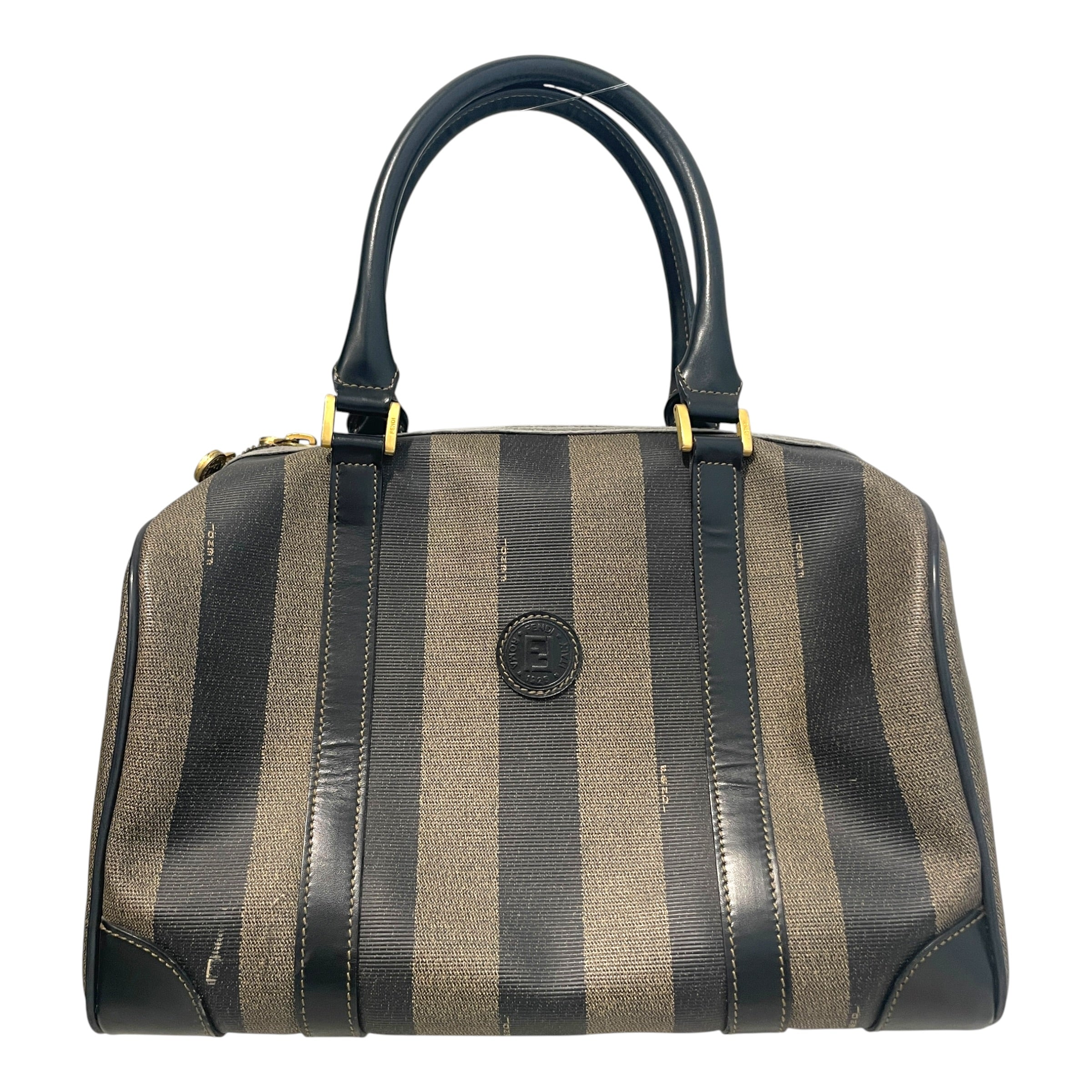 FENDI/Boston Bag/Stripe/Leather/BRW/Pequin Striped Boston Bag view 1
