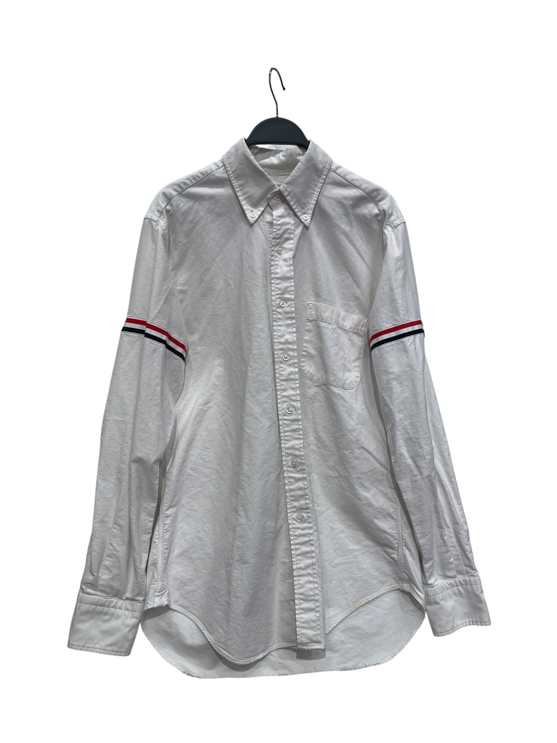 THOM BROWNE. NEW YORK/LS Shirt/3/Cotton/WHT/RED/WHT/BLU RIBBON view 1
