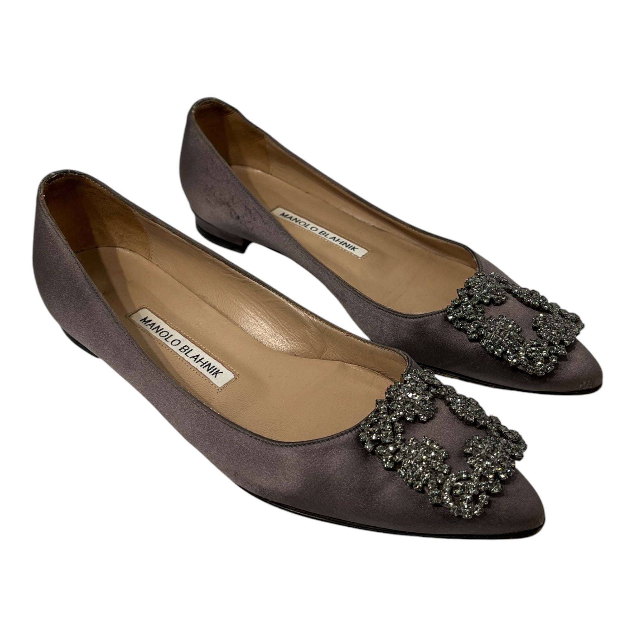 MANOLO BLAHNIK/Flat Shoes/EU 36/GRY/square gem detail view 1
