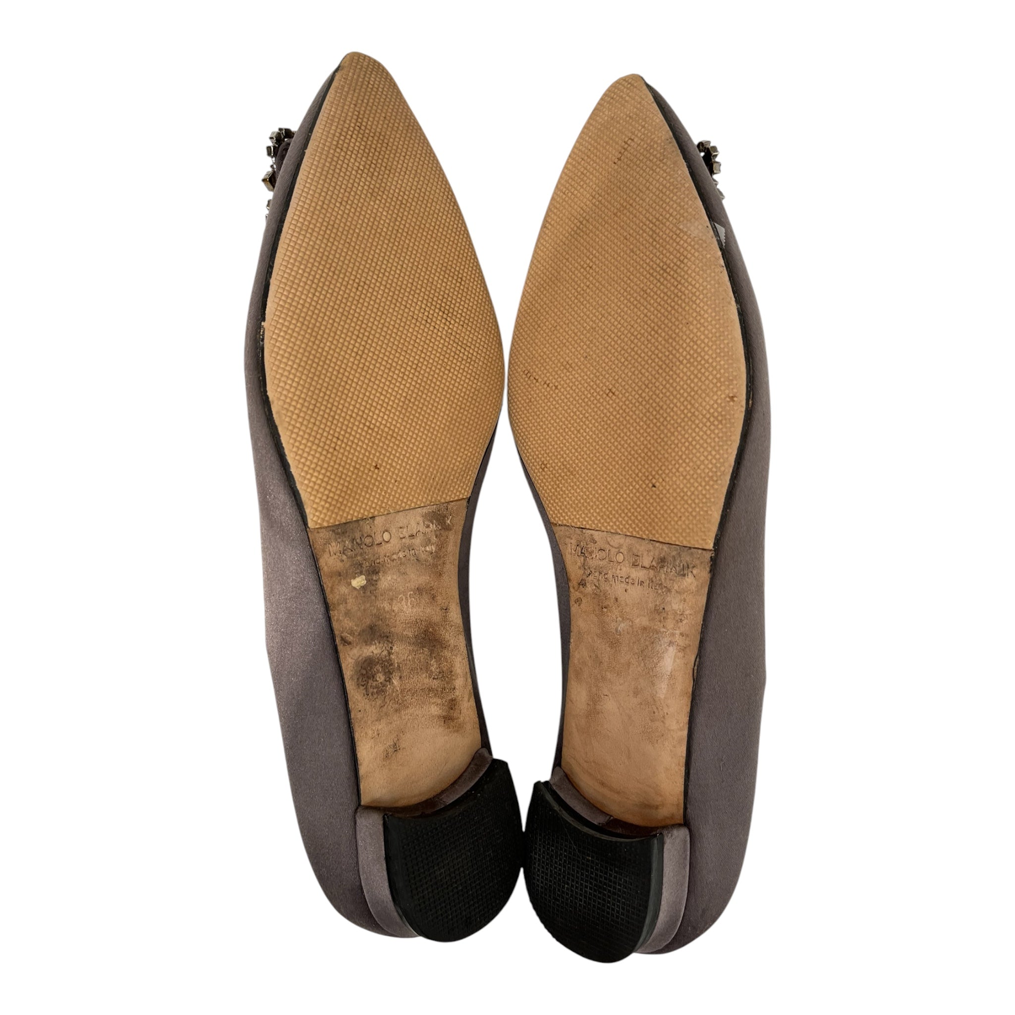 MANOLO BLAHNIK/Flat Shoes/EU 36/GRY/square gem detail view 5