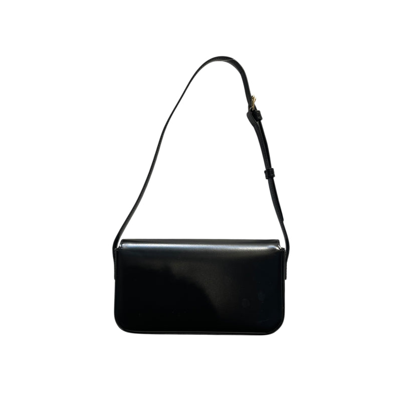 CELINE/Hand Bag/OS/Leather/BLK/Gold clasp bag no zipper