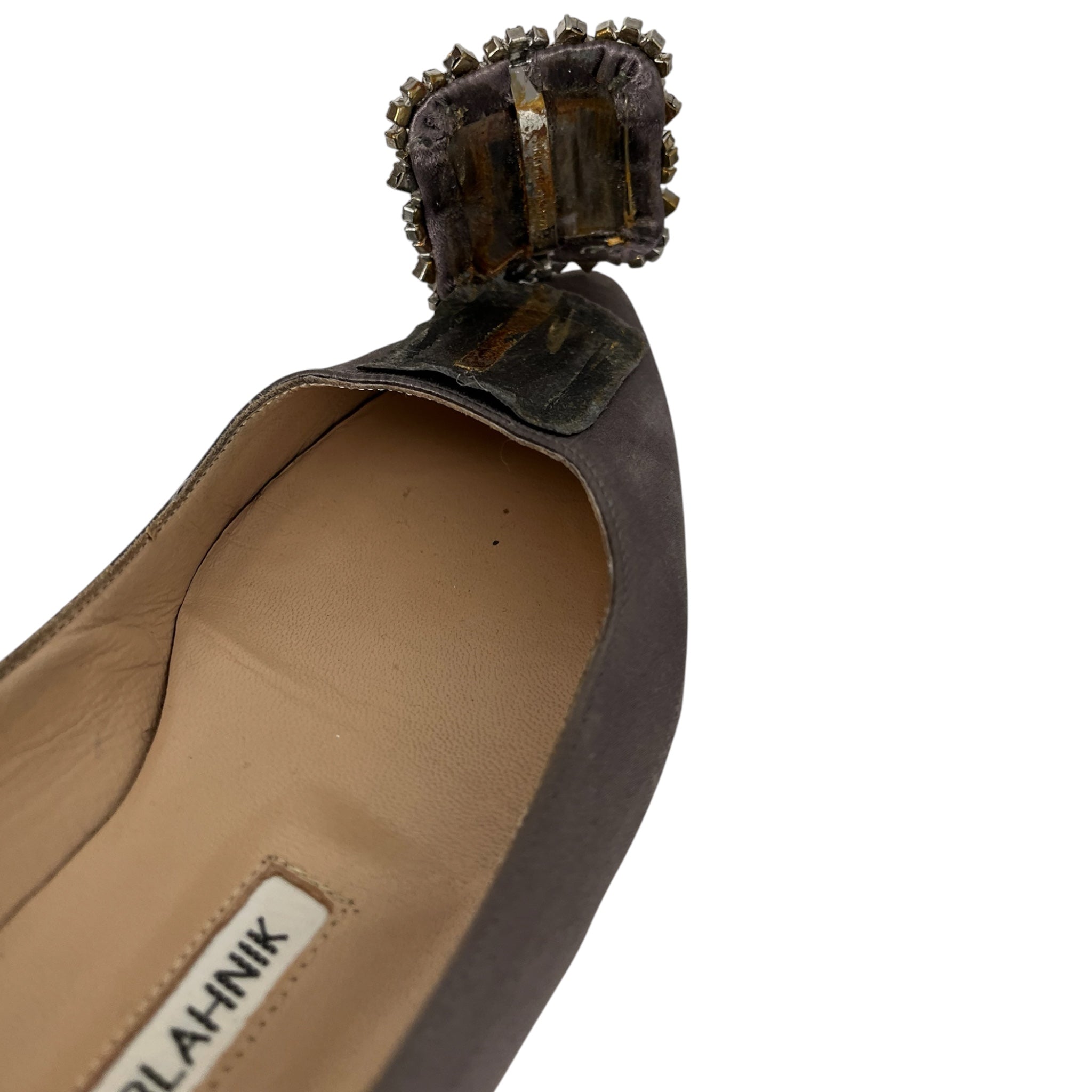 MANOLO BLAHNIK/Flat Shoes/EU 36/GRY/square gem detail view 6