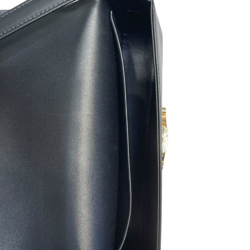 CELINE/Hand Bag/OS/Leather/BLK/Gold clasp bag no zipper