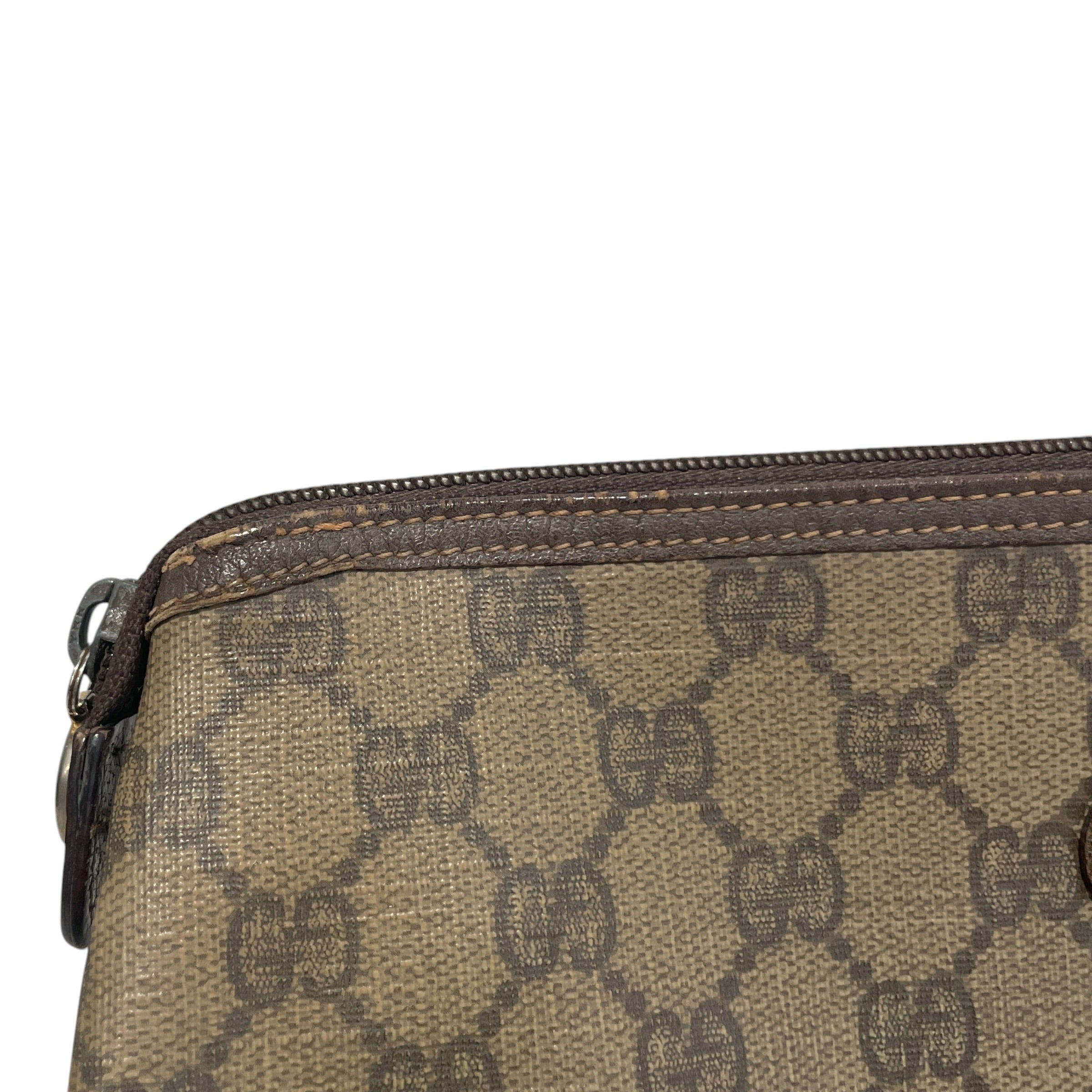 GUCCI/Bag/Monogram/Leather/BRW/Canvas Toiletry Bag view 2