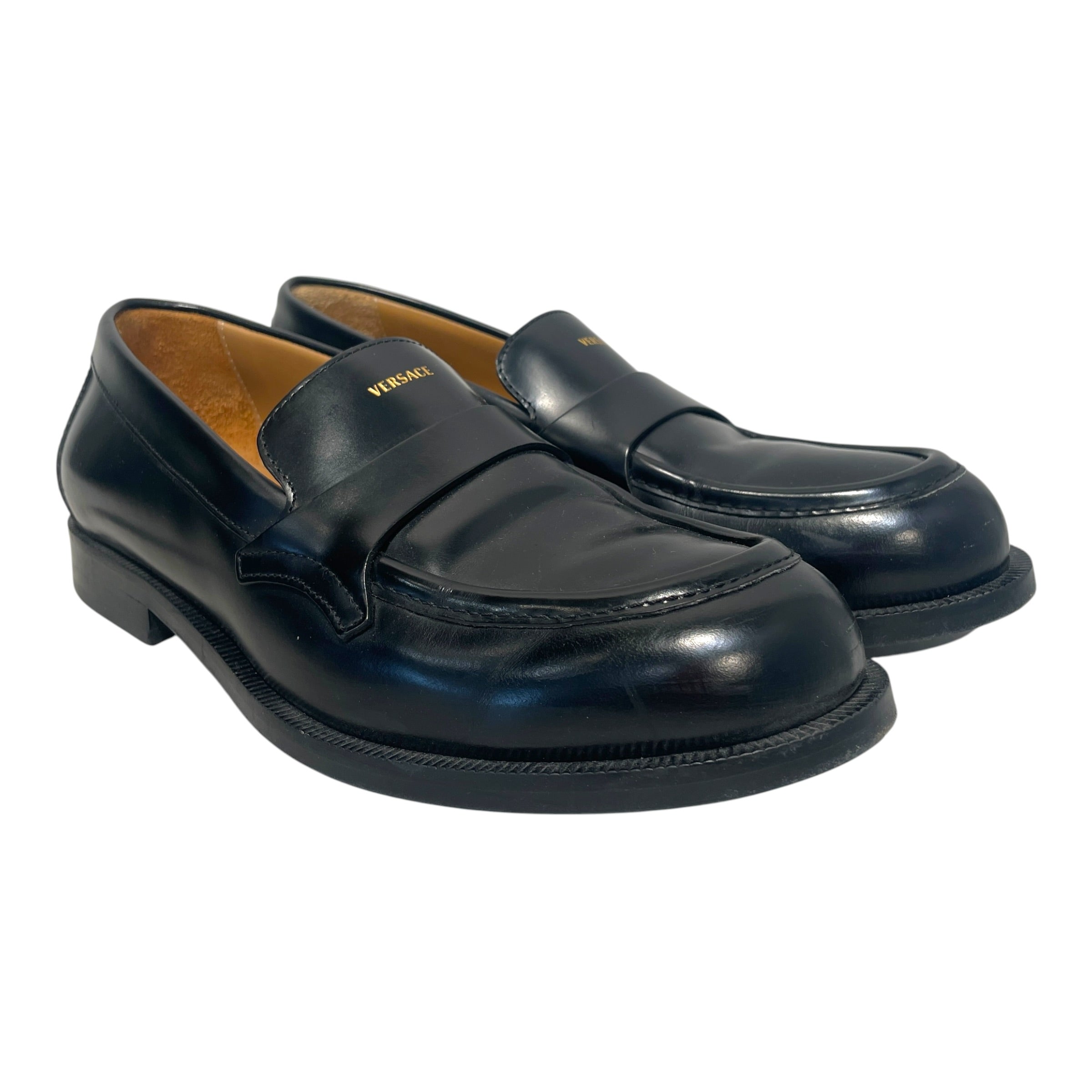 VERSACE/Loafers/EU 40/Leather/BLK/Slip-on/Manu Penny Strap Loafer view 1
